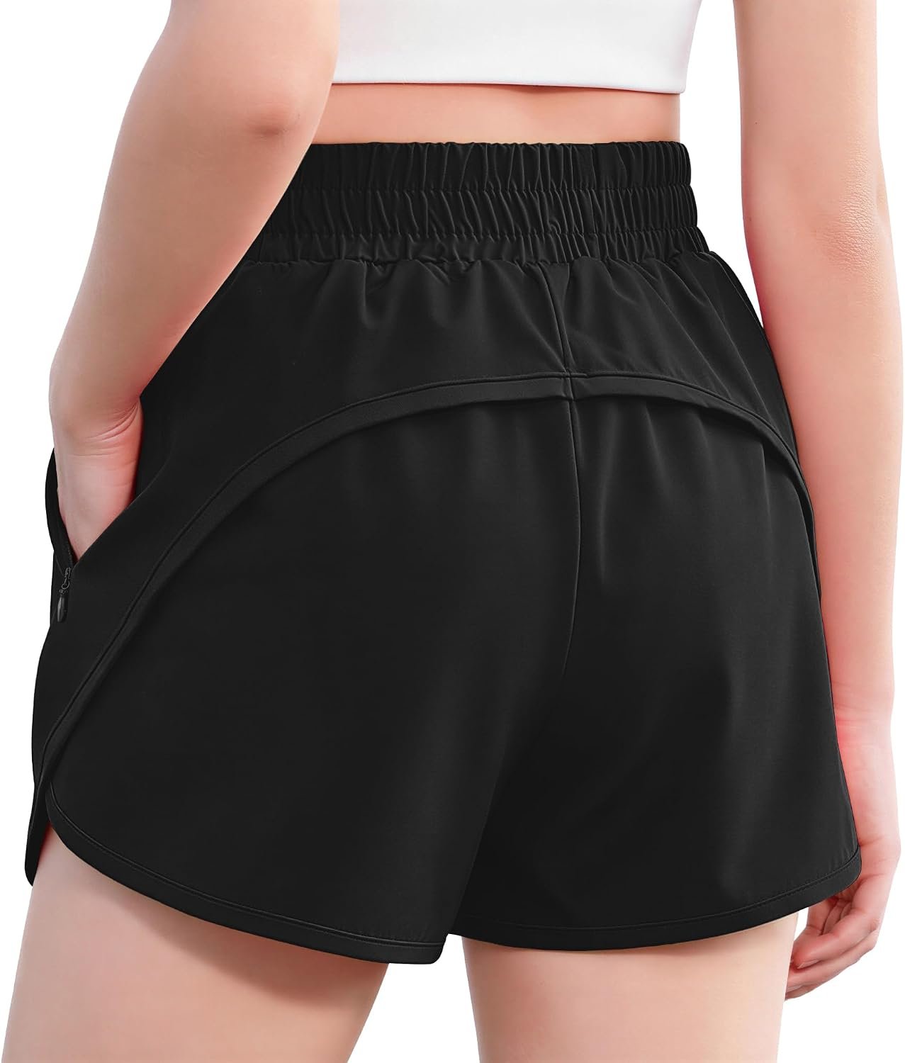 Zaclotre Girls Athletic Shorts with Zip Pockets Kids 2 in 1 Soccer Shorts | 2 Zipper Pockets, Elastic High Waist, Spandex Liner, Workout, Running, Basketball, Tennis, Volleyball