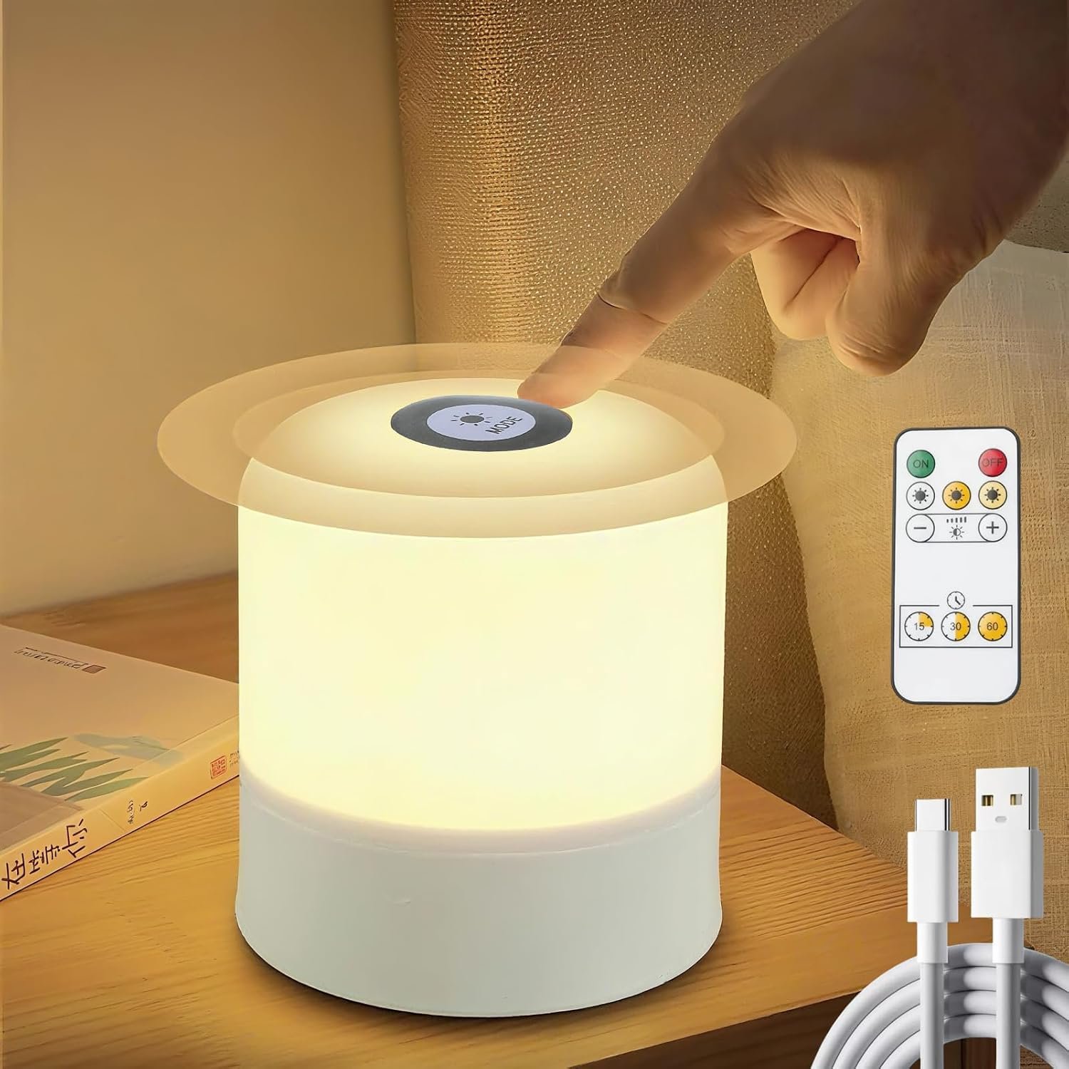 Baby Night Light 3 Colors Egg Light for Nursery Rechargeable Nursery Night Light Small Cordless Table&Bedside Lamp Eye Caring Dimmable LED Touch Night Lamp for Kids, Toddler, Nursing