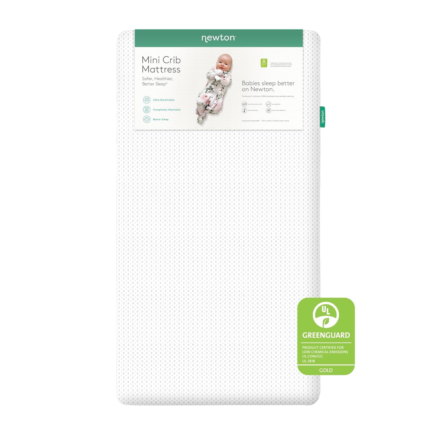 Newton Baby Mini Crib Mattress 24″ x 38″ – Ultra-Breathable Proven to