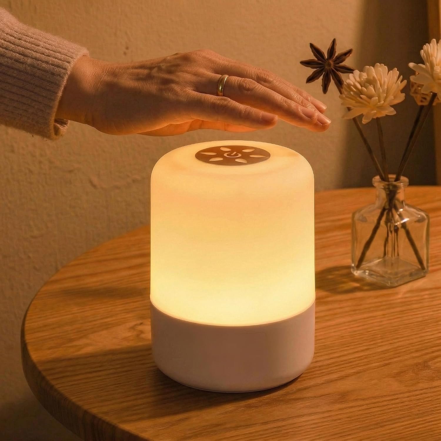 Portable Baby Night Light, Dimmable and 3 Light Color Touch Nursery Lamp, Soft Eye Caring, Rechargeable Cordless LED Night Light for Kids Adults