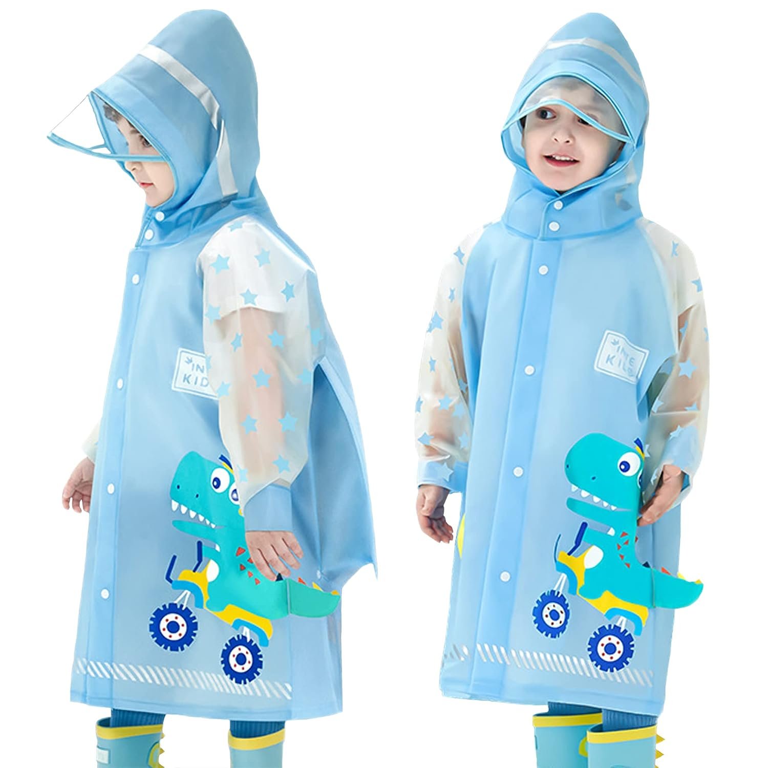 Fewlby Kids Raincoats For Girls Boys Waterproof Rain Jacket Cartoon Dinosaur Children Toddler Rain Wear Children Rain Poncho S Size 1-2 Years