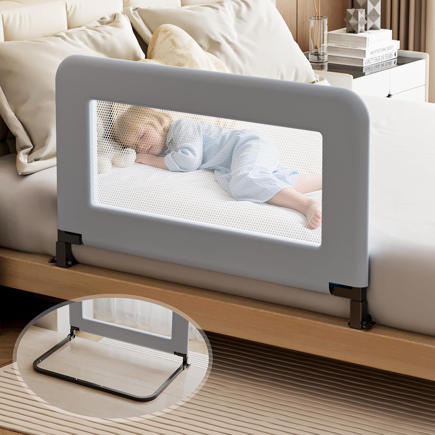 Toddler Bed Guard Rail for Baby – Sturdy Metal Safety Rail for Twin, Crib, Queen, Bunk, Full Side Beds – Kids Guardrail Protector