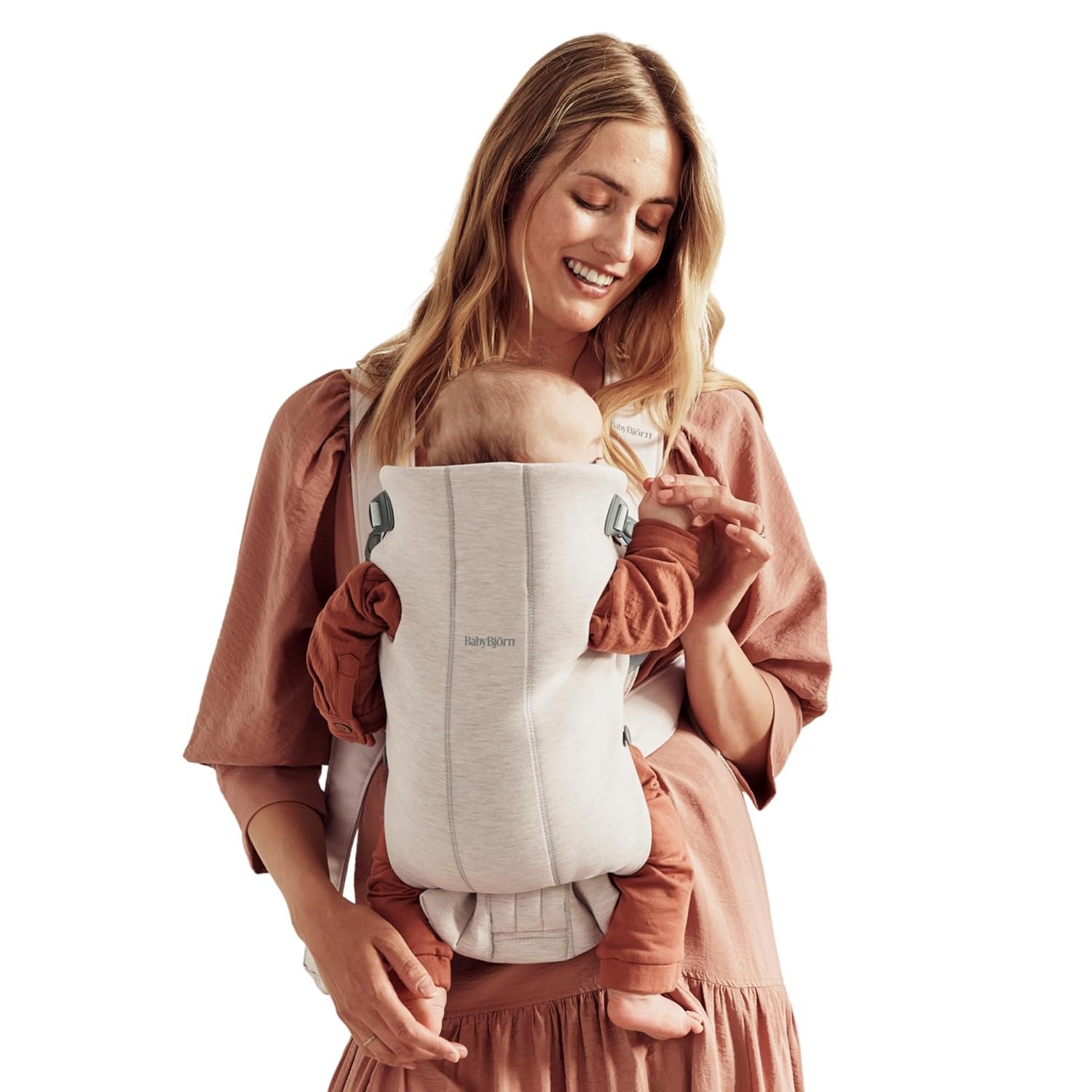 BabyBjörn Baby Carrier Mini, Light Beige, 3D Jersey | Infant Carrier (7-24 lbs), Ergonomic, Easy-to-Use