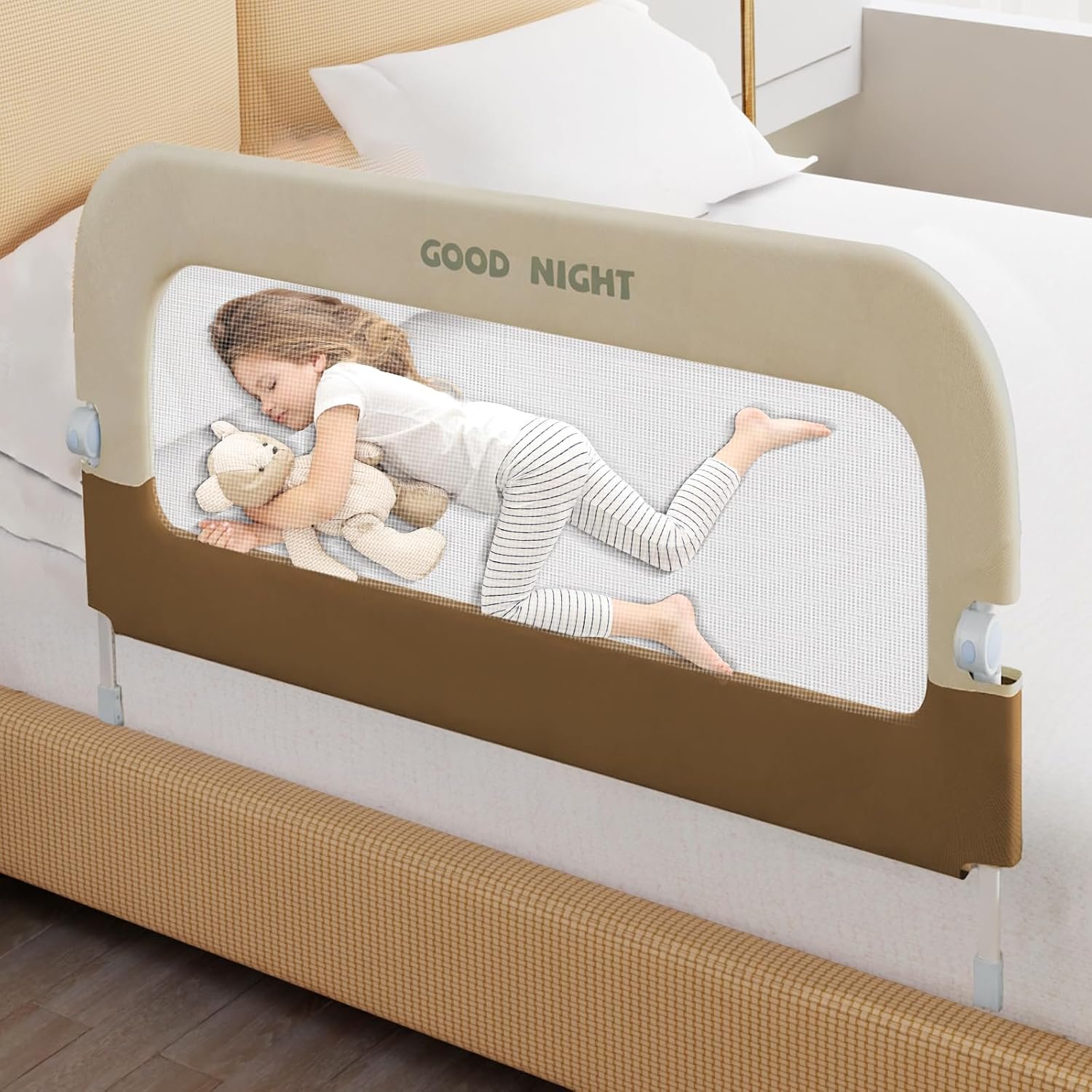 Bed Rail for Toddlers, 32 Inch Toddler Bed Rails, Bed Rail for Baby | Adjustable Heights, Folding up Portable, Safe Metal Frame, For Baby, For Crib, Twin, Bunk, Full Size, Queen & King Bed