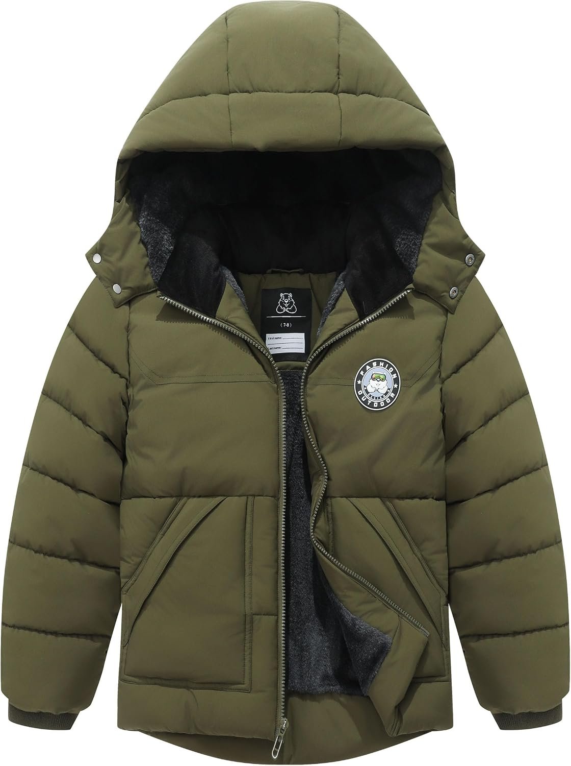 Boy’s Waterproof Winter Coat Warm Down Jacket Insulated Fleece-Lined Puffer Parka Hooded Outerwear for Kids