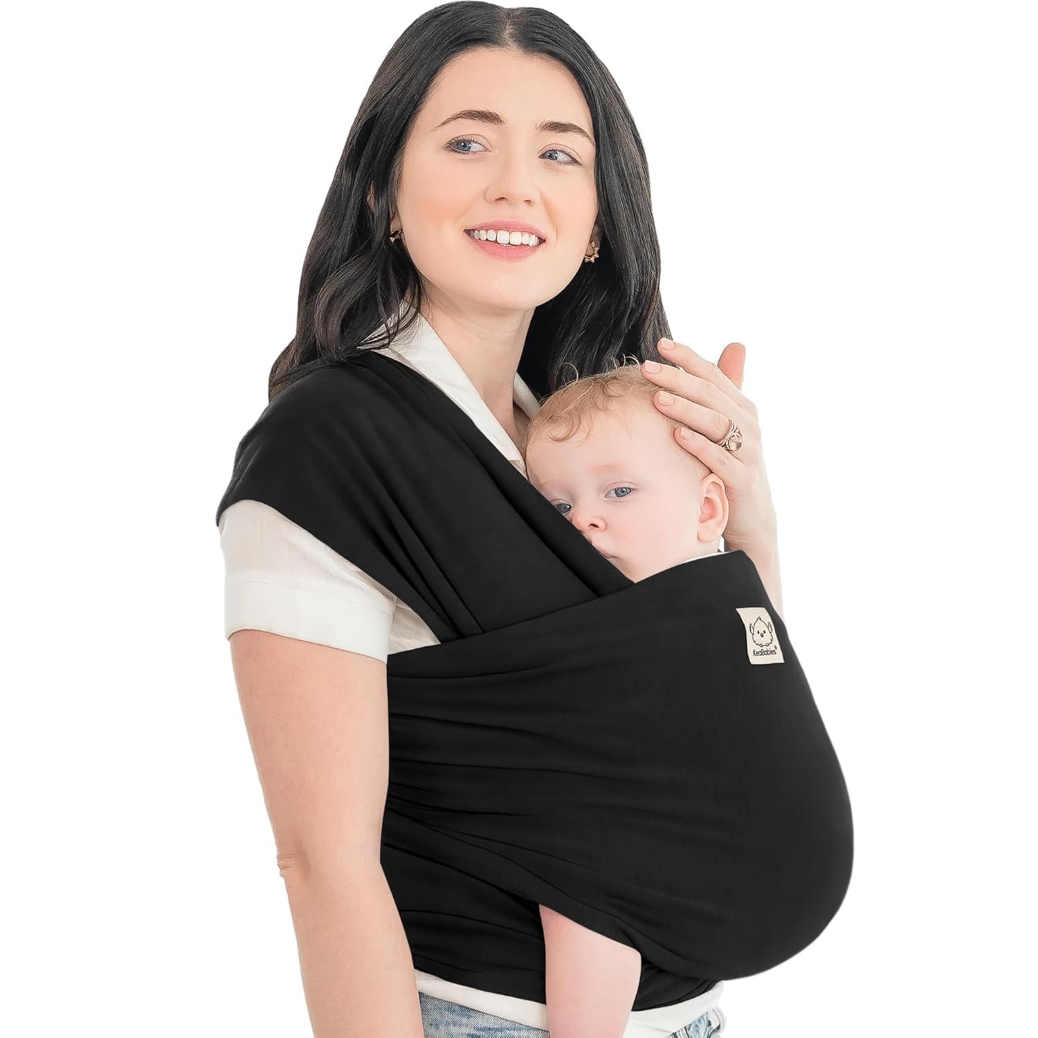 KeaBabies Baby Wrap Carrier, All in 1 Original Baby Carrier (Trendy Black) | Newborn to Toddler Sling, Easy to Wear, Hands Free Bonding, Lightweight, Breathable Infant Wraps