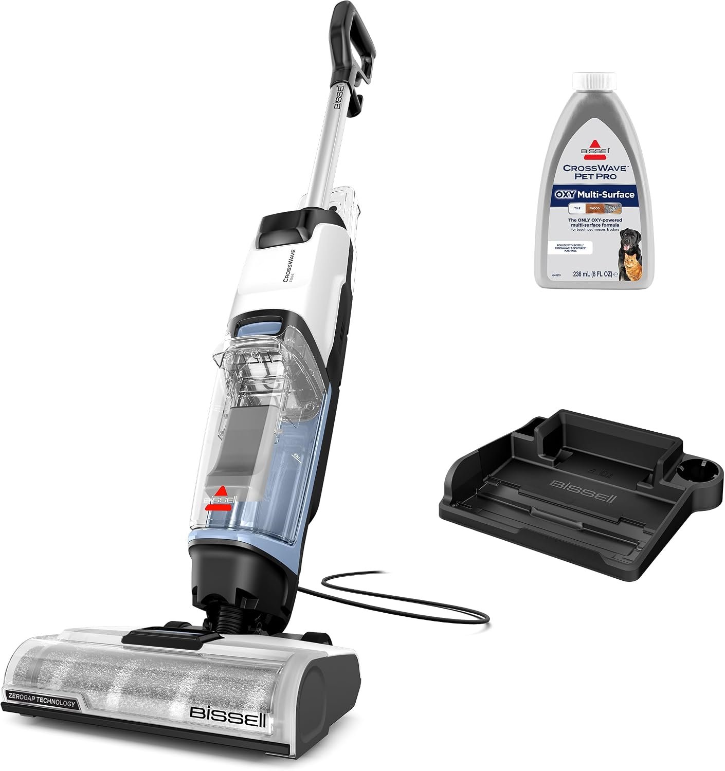Bissell CrossWave Edge Zero-Gap Wet Dry Vacuum Mop, 4111A | Powerful suction for tile floors and stain removal; zero-gap edge reaches baseboards and corners