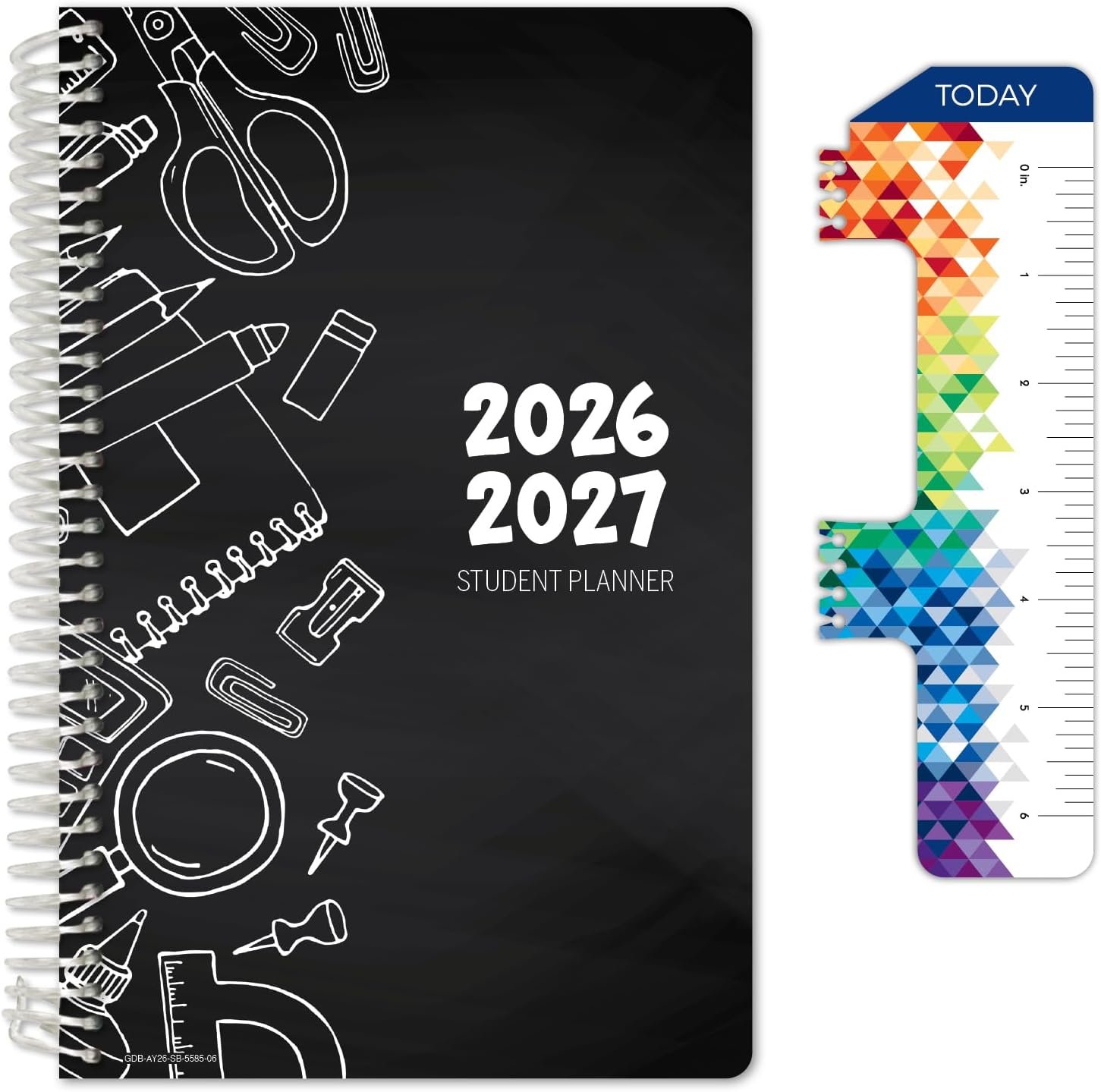 Global Datebooks 2026-2027 Middle & High School Student Planner 5.5″ x 8.5″ – Dated Weekly & Monthly Academic Planner with Ruler/Bookmark & Stickers, Ideal for Homework, Block Style, Doodles
