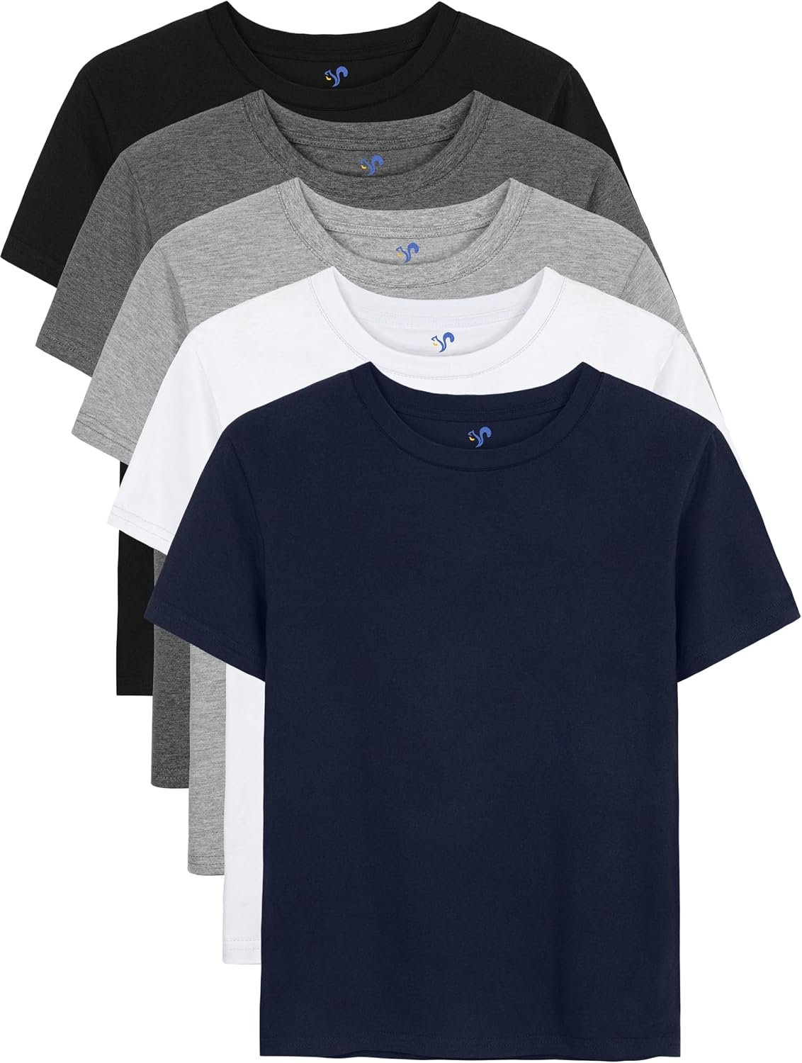 YERIOK 5 Pack Boys Shirts Short Sleeve Shirts for Boys Cotton T-Shirts Kids Toddler Tshirts Tees Clothes Summer Tops