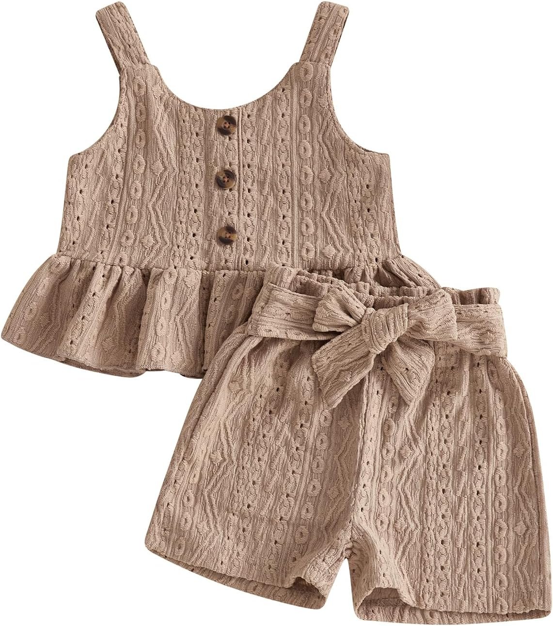 Baby Girl Summer Clothes Daisy Sleeveless Ruffled Tops Bow Shorts Girls Summer Outfits 6 12 18 24 Months 2T 3T 4T