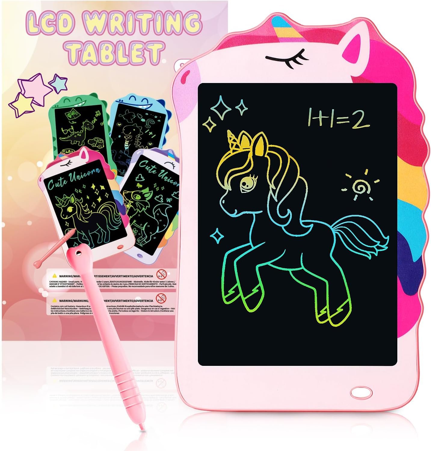 Unicorn Toys LCD Writing Tablet for Girls Kids, Colorful Toddler Toys Drawing Board, Educational Kid Toy Doodle Pad Toys for 3 4 5 6-12 Years Old Girls Boys Birthday Party Christmas Gift, 8.5 Inch