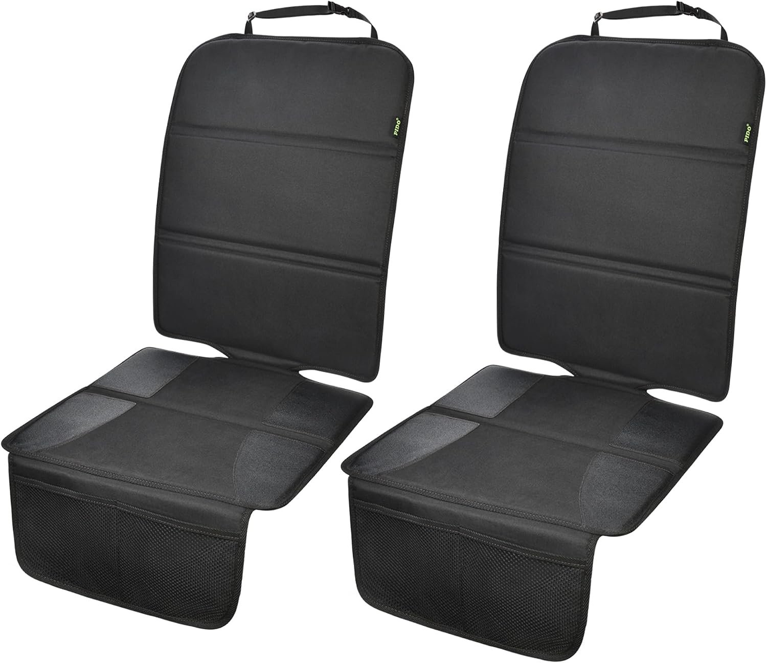 PIDO Car Seat Protector, 2 Pack Seat Protector Under Baby Car Seat with Thick Padding and Non-Slip Back, Waterproof Carseat Protection Cover Pad for Vehicle Leather Upholstery, Black