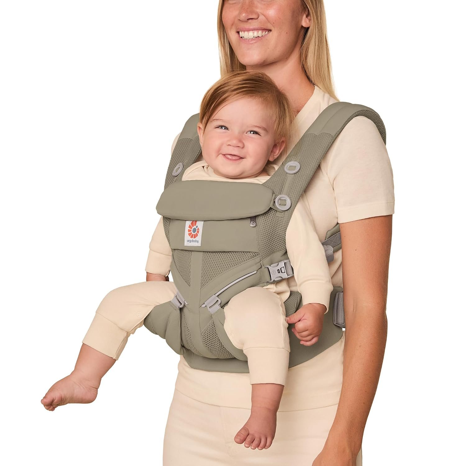 Ergobaby Omni Classic Baby Carrier for Newborn to Toddlers 0-48 Months | 4-Position Breathable Mesh Baby Carrier with Ergonomic Support, Fits 7-45 lbs, Soft Olive