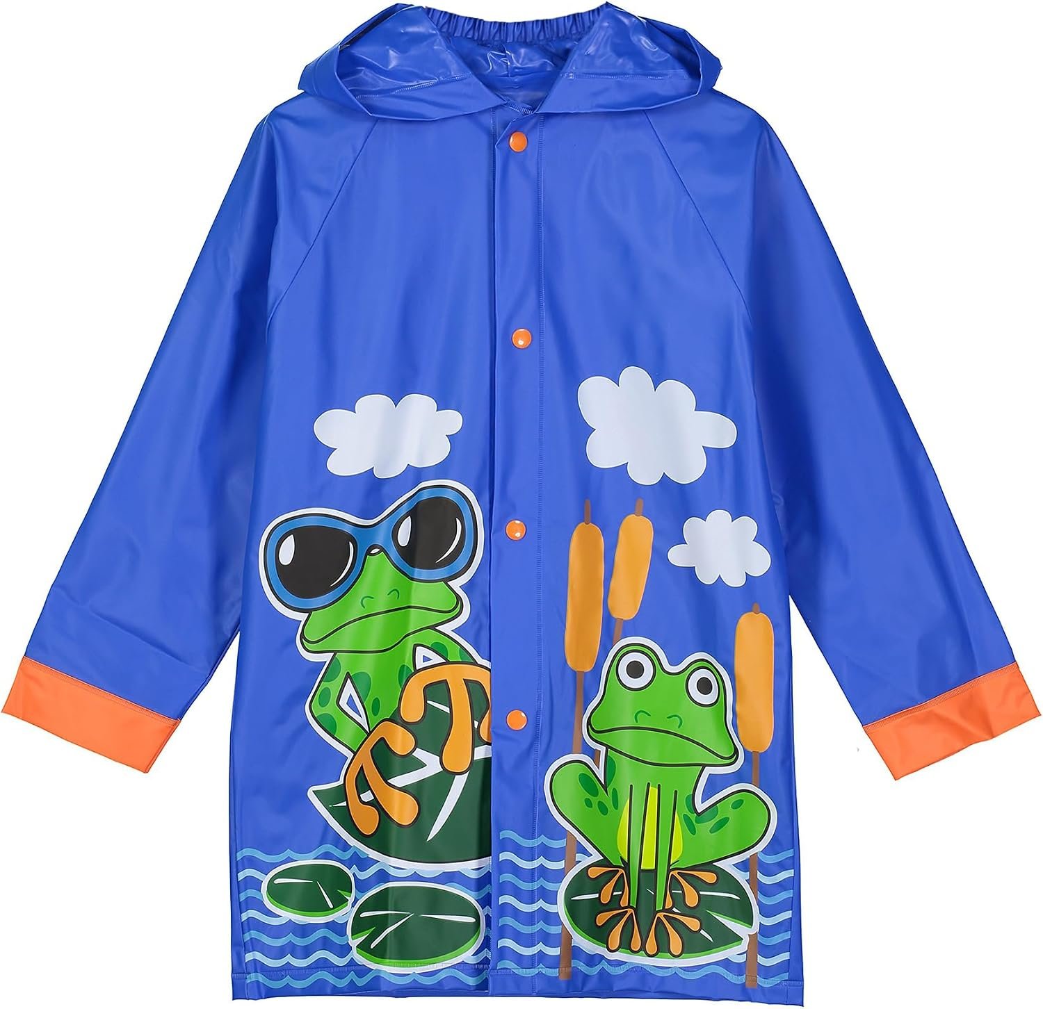 Puddle Play Waterproof Rain Jacket – Lightweight Hooded Slicker for Toddlers and Little Kids – Frog & Unicorn Designs
