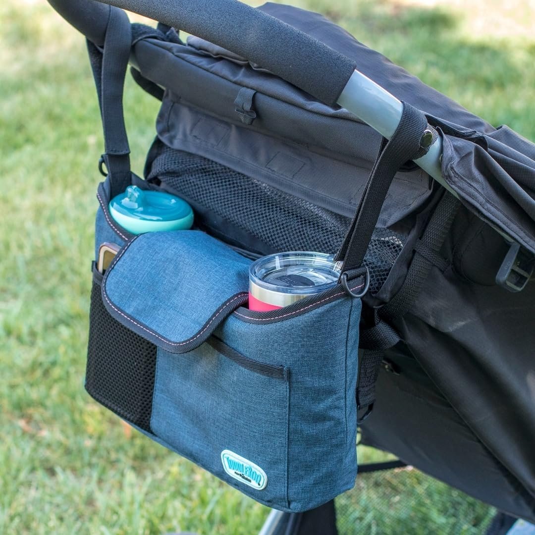 Toddleroo by North States – Baby Stroller Organizer: Universal Stroller Caddy with Cup Holder – Adjustable Storage Attachment for Strollers – Navy
