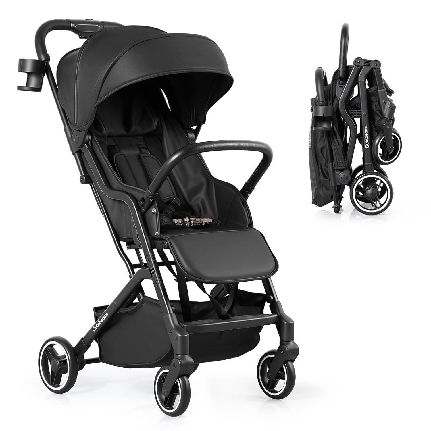 Compact Travel Stroller, Lightweight Baby & Toddler Stroller | Portable & Airplane-Friendly, One-Handed Fold, with Adjustable Backrest, UPF 50+ Canopy & Cup Holder, Strollers from 6-36 M