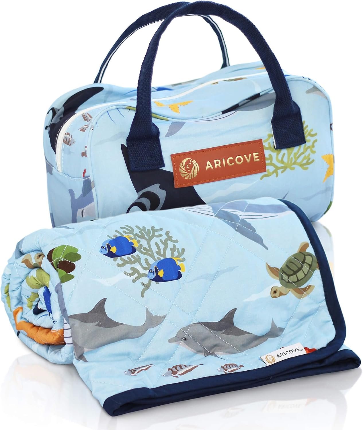 Aricove Kids Weighted Blanket, 5 lb, 36×48 inches, Small Size, Soft Cotton, Machine Washable, Blue/Ocean Animals