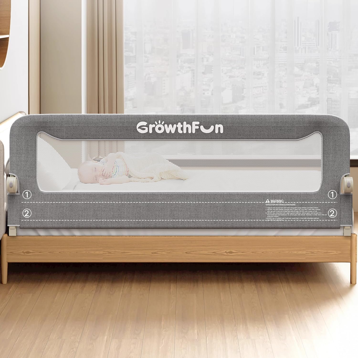 Foldable Bed Rail for Toddlers, 71in Reinforced Carbon Steel Frame&Connectors, Breathable Cationic Fabric – Safety Toddler Bed Rails for Queen, King, Twin, Full, No-Tool Setup.
