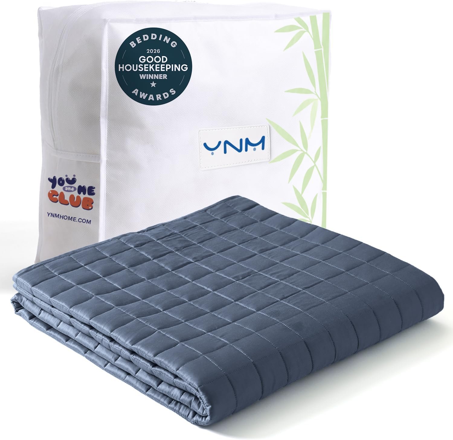 YnM Cooling Weighted Blanket for Adults, 15lbs Heavy Bed Throw for One Person of 140lbs, Perfect for Hot Sleepers or Warm Climates with Cooling Rayon/Glass Beads(60×80 Inches,Queen Bed, Blue Grey)