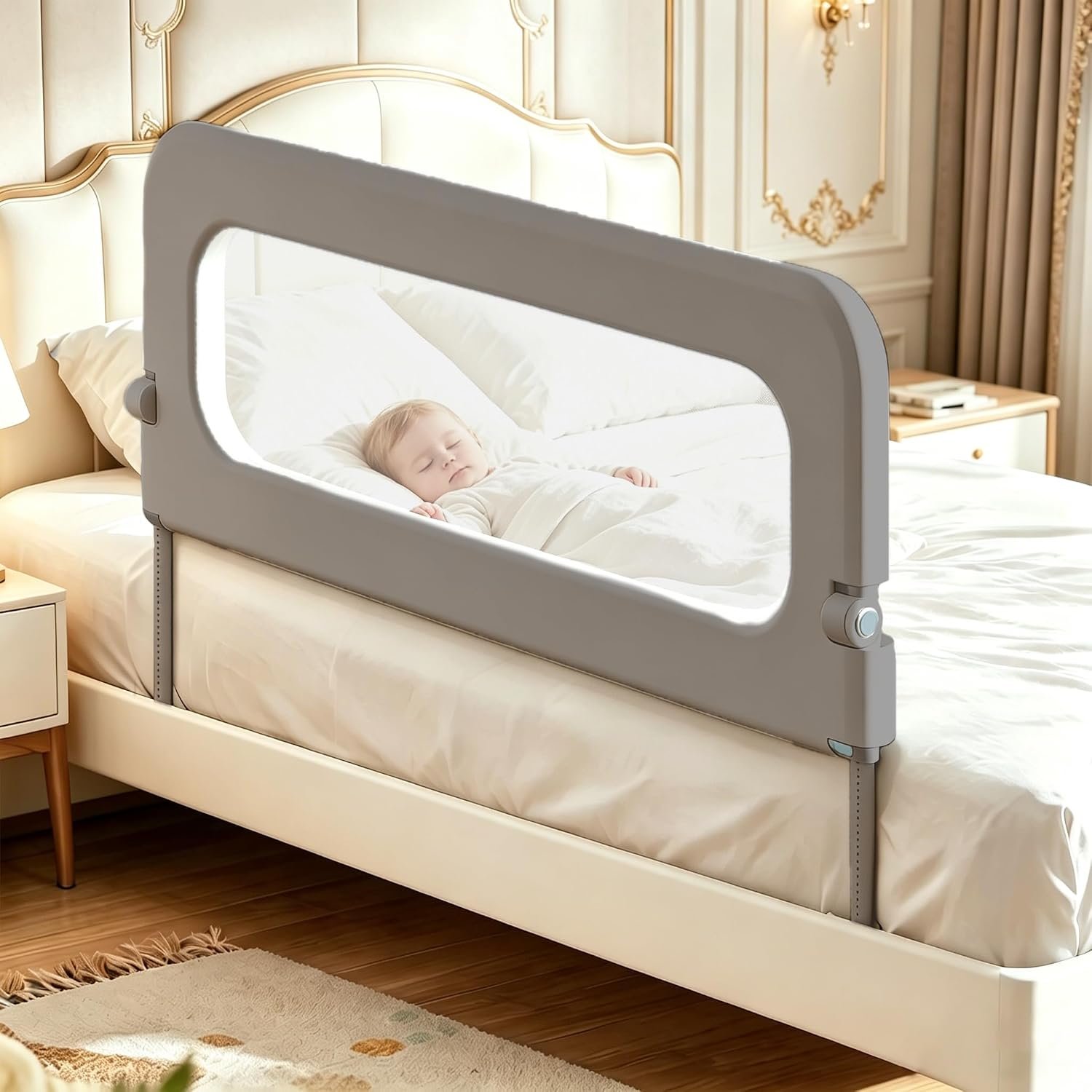 Bed Rail for Toddlers 47 Inch, Toddler Bed Rails for Crib, Twin, Full, Queen & Bunk Beds, Bed Rails for Toddlers with Reinforced Safety Guard, Easy Installation, Child Bed Guardrail for Kids