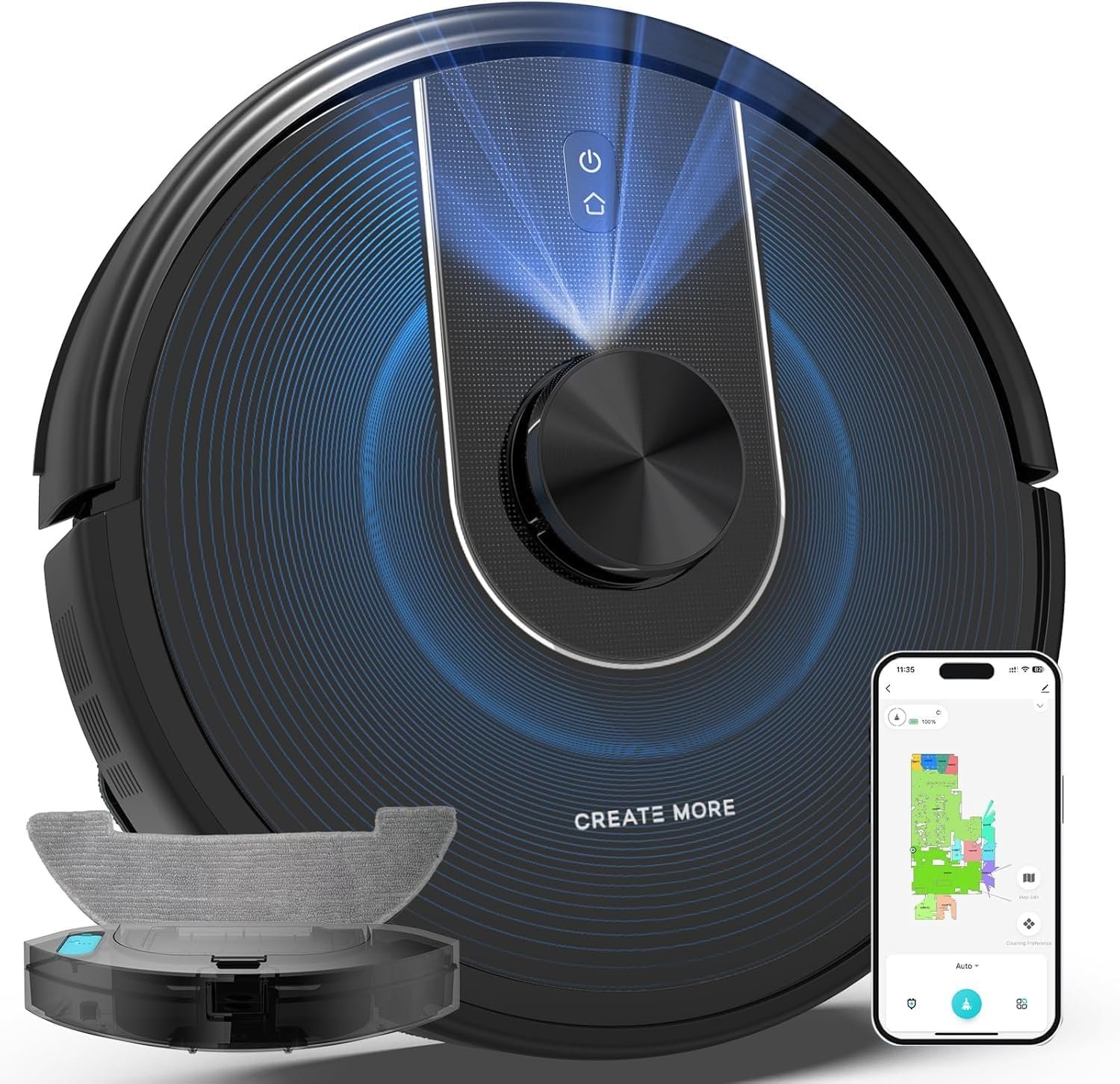 Bagotte Robot Vacuum and Mop Combo, 6000Pa Robotic Vacuums with Mapping,LiDAR Navigation, Automatic Self-Recharging, 2.4G WiFi/App/Alexa/Remote Control for Pet Hair,Hard Floor,Carpet