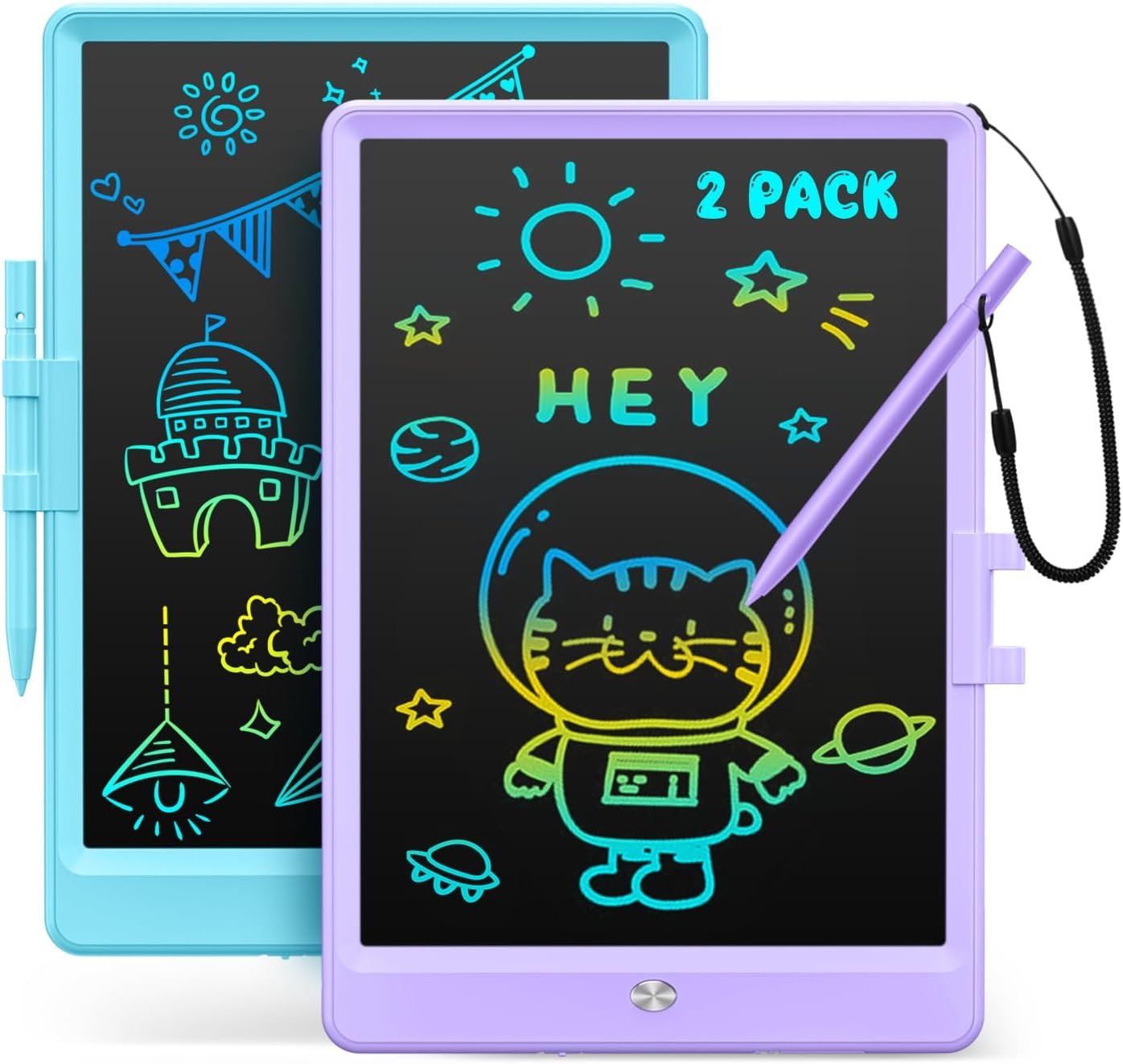 Kidopire LCD Writing Tablet, 2Pack Drawing Pad for Kids, Kid Doodle Board | Reusable Colorful Kid Drawing 8.5-in. Tablet, Educational Toddler Girl Toys, Birthday Gift Ideas for 3 4 5 6 7 8 Year Old Kid