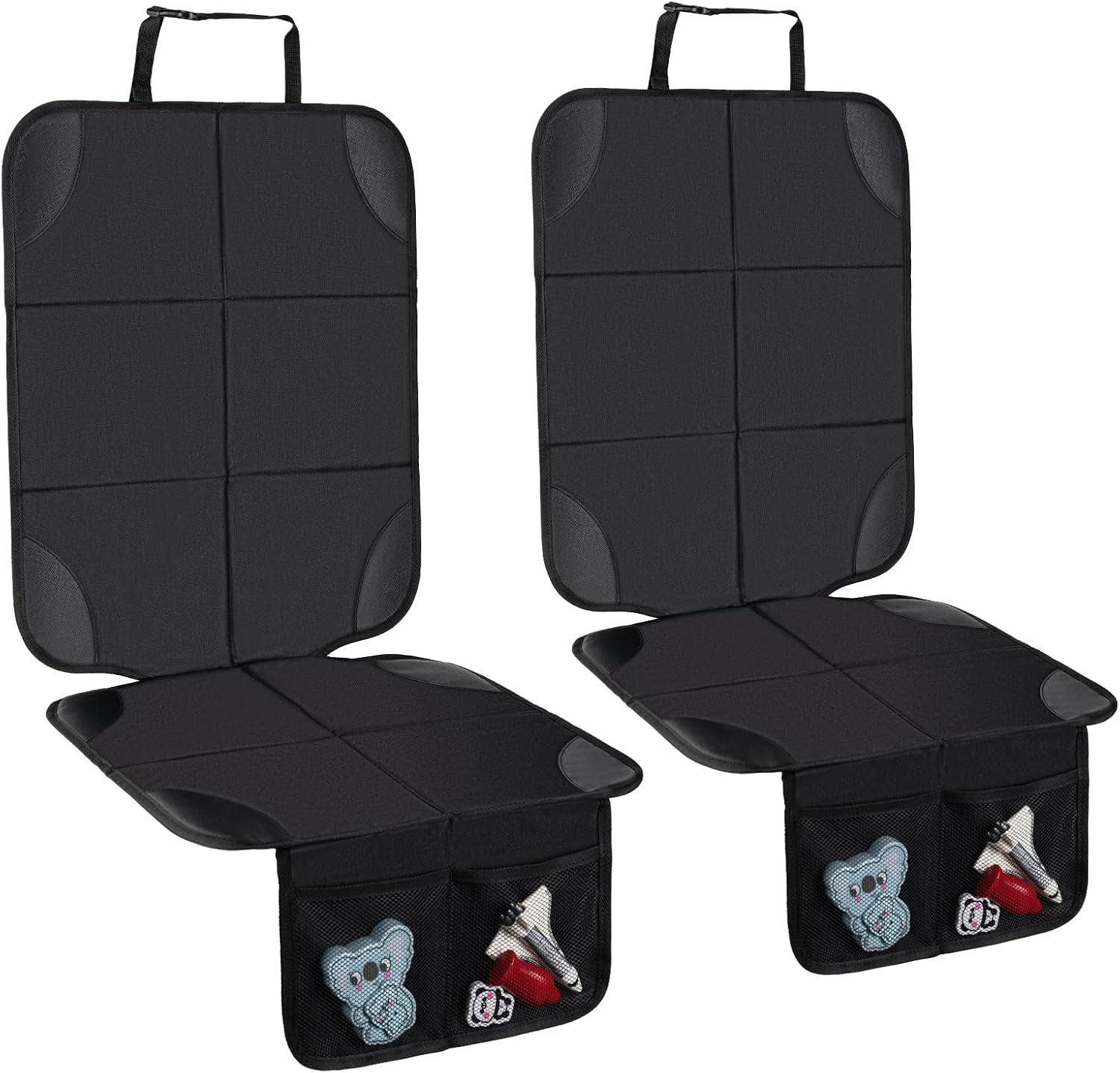 2Pack Car Seat Protector,Slip Backing,Waterproof 600D Fabric Car Seat Cover | Child Car Seat Protector with 2 Mesh Storage Pockets，Thickest Padding for Baby、Pet and All Types of Cars—Universal Size