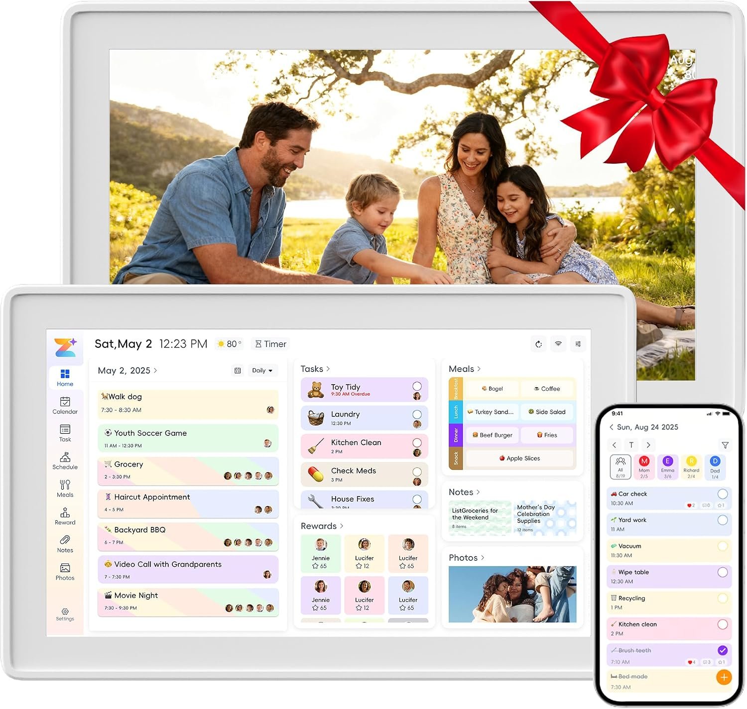 Digital Calendar,15.6-inch Digital Wall Planner & Chore Chart, Touchscreen Family Organizer for Schedules, Events & Reminders, Wall Mount Included, Smart Calendar Perfect for 2026 Planning (White Frame)