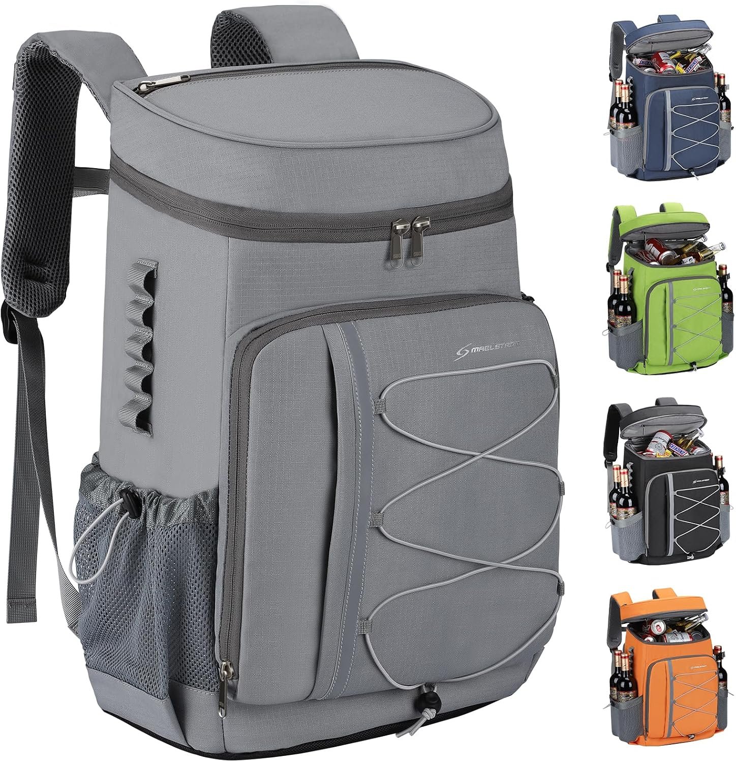 Maelstrom 35/50Can Insulated Cooler Backpack, Leakproof Soft Lunch Ice Bag | 16h Cold,Multi-Pockets,Survival Whistle,Ergonomic Breathable Padding. Perfect For Camping, Hiking, Fishing, Travel, Outdoor