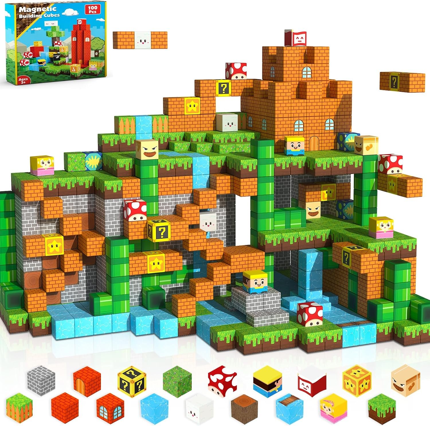 ToyUnited 100PCS Magnetic Blocks – Magnet Building Blocks, Stacking Magents Cubes Toys, STEM Montessori Sensory Toys for Kids Boys and Girls Ages 3 4 5 6 7 8 9 10+ Birthday Gifts