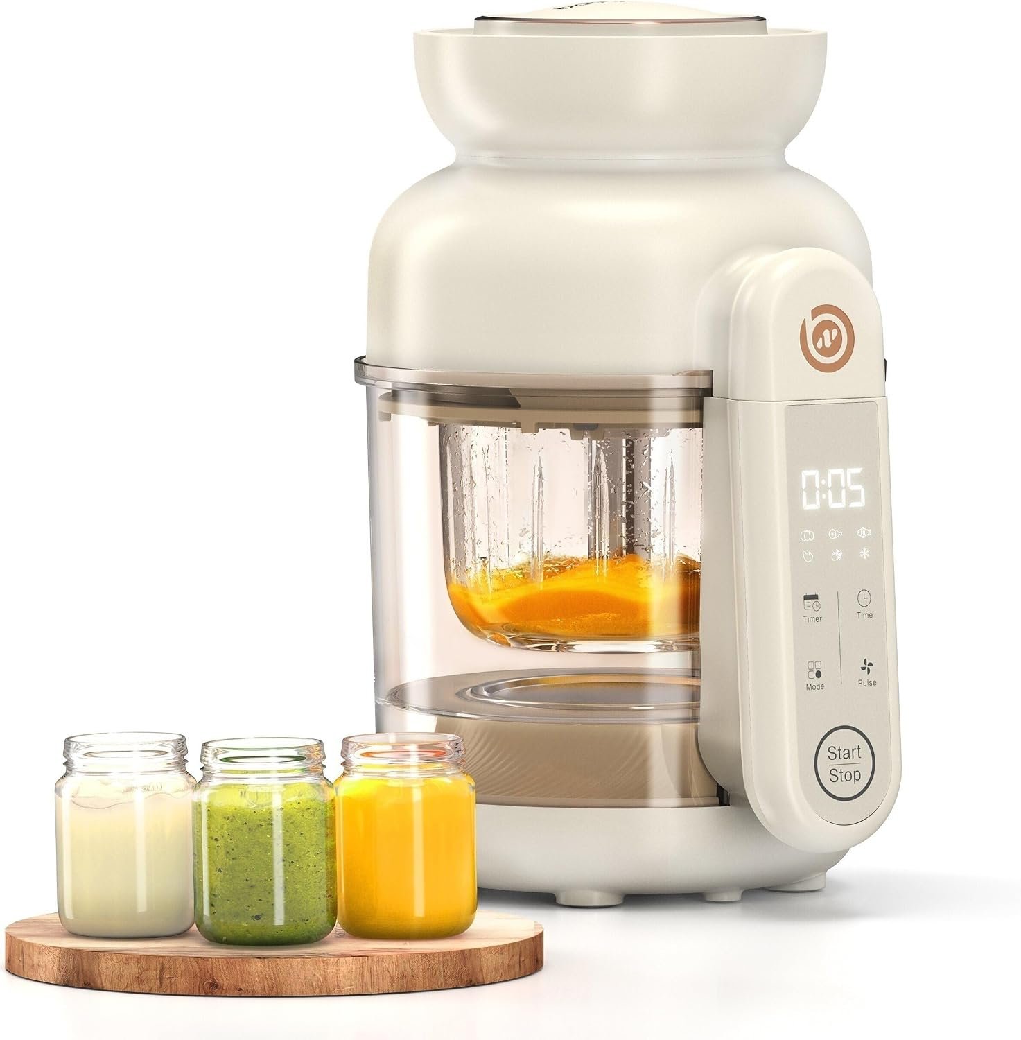Auto Baby Food Maker, Glass Baby Food Mill, Baby Blender & Steamer and Puree Maker with Auto Cooking, Easy Cleaning, Touch Screen, Dishwasher Safe (12oz)