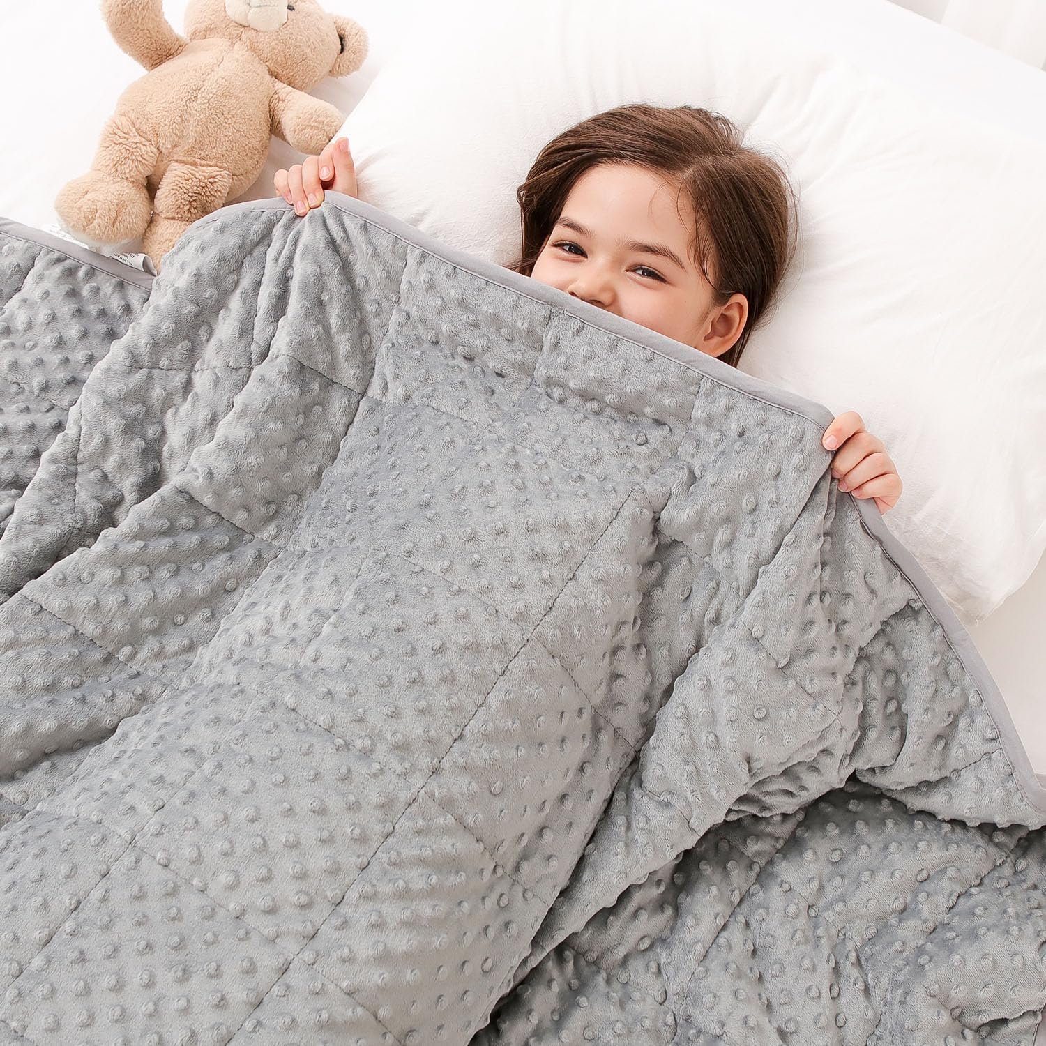Kivik 3lbs Weighted Blanket, Cooling Soft Minky Dot Heavy Blankets, 36″x48″ | Gentle Hug-Like Comfort, Reversible Cooling & Cozy for All Seasons, 7-Layer for Even Weight Distribution, Machine Washable
