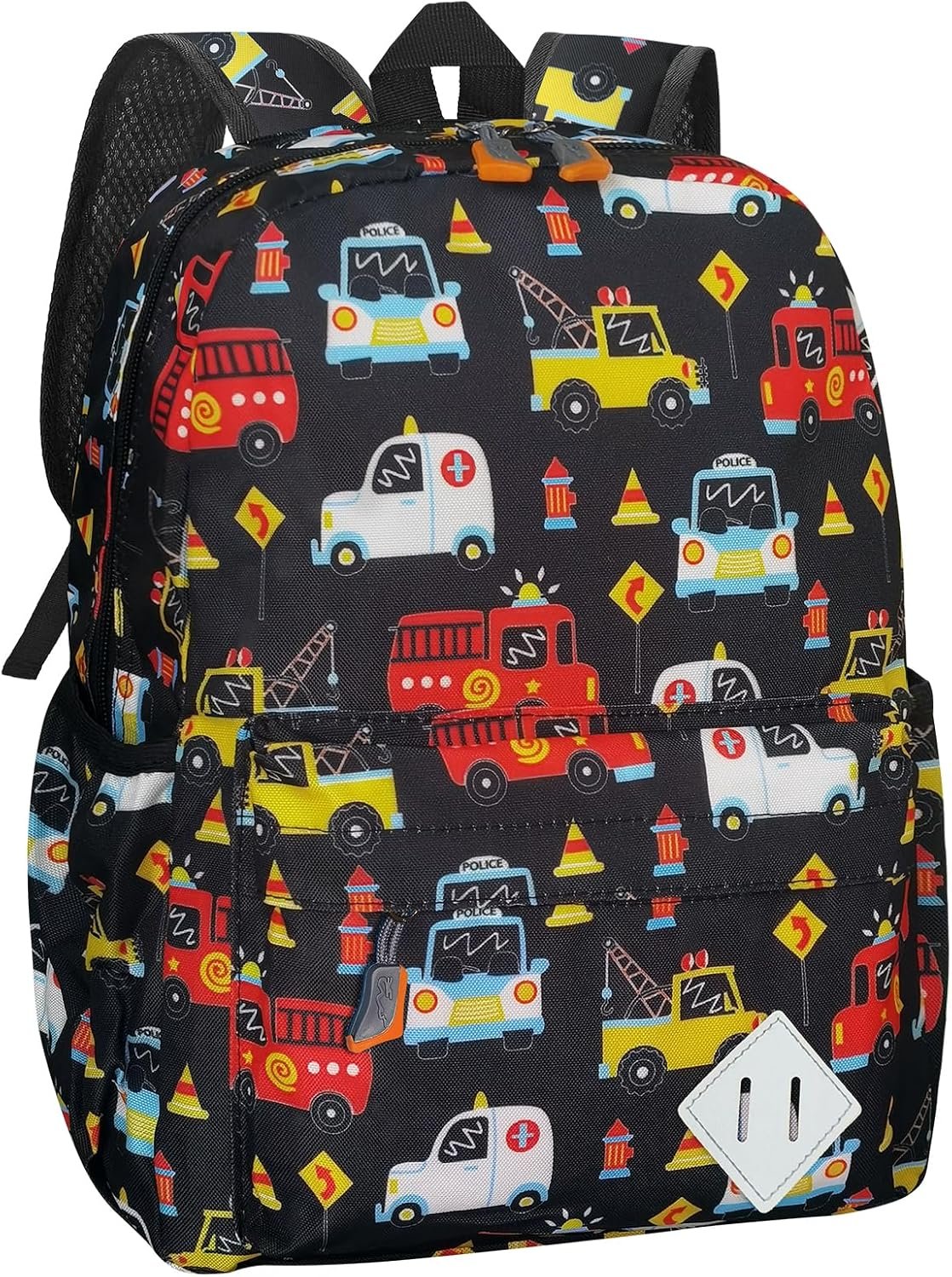 Little Kids Backpack for Girls Boys – 15 Inch Preschool Kindergarten Backpack Cute Car Patterns School Bag for Aged 3-8, Black