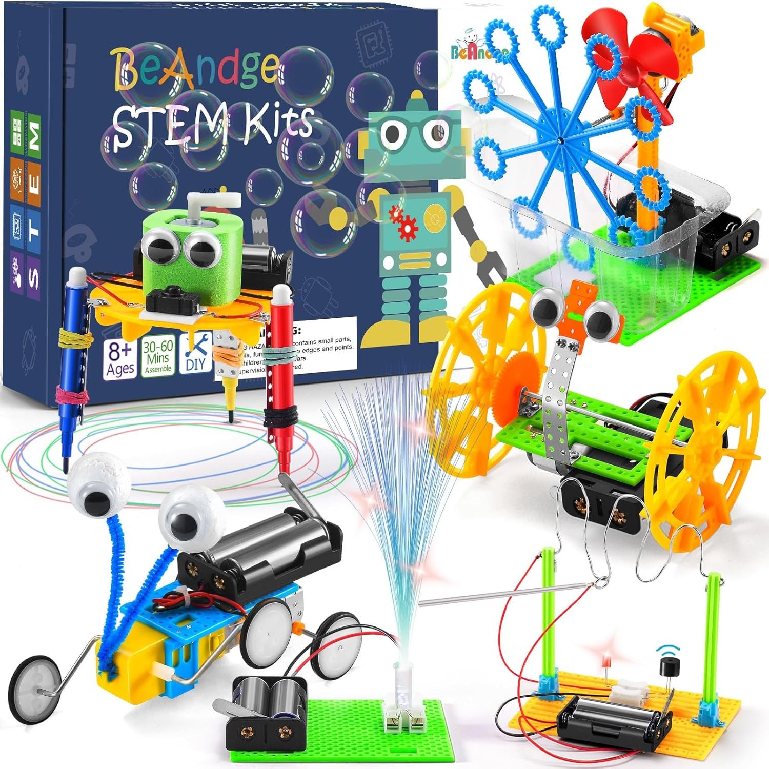 BeAndge STEM Kits for Kids 6-8 8-10, STEM Toys 6 7 8 Year Old Birthday Gift | Science Kits for Kids 5-7 8-12, Boy Gifts Robot Toys for 6+ 8-13, Robotics Experiment Engineering Building Crafts Activities