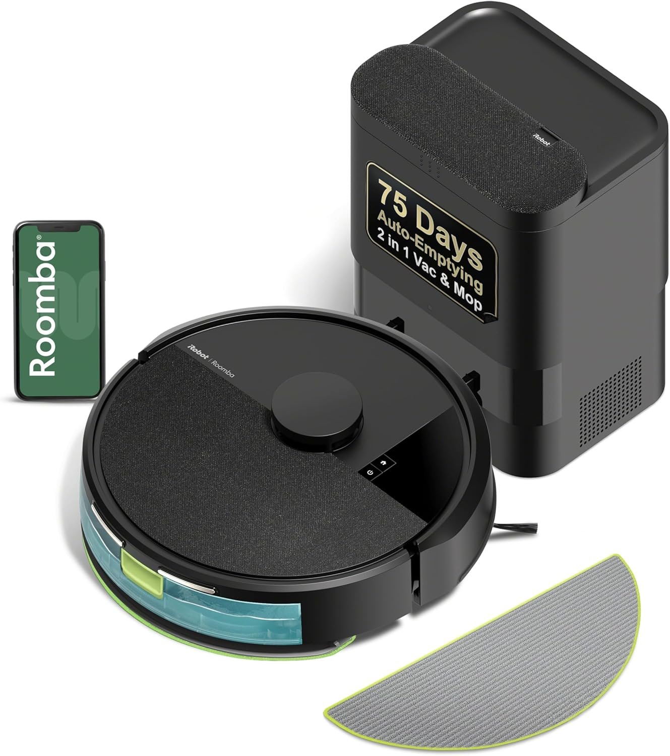iRobot Roomba 105 Combo Robot Vacuum & Mop with AutoEmpty Dock – Self-Empties for 75 Days, Intense Power-Lifting Suction, LiDAR Navigation, Multiple Cleaning Modes, Avoids Mopping Carpet | Autoempty Dock Self-Empties Up to 75 Days, Clearview Lidar, 70× Suction, Vac and Mop and Combo Modes, Auto Carpet Detection