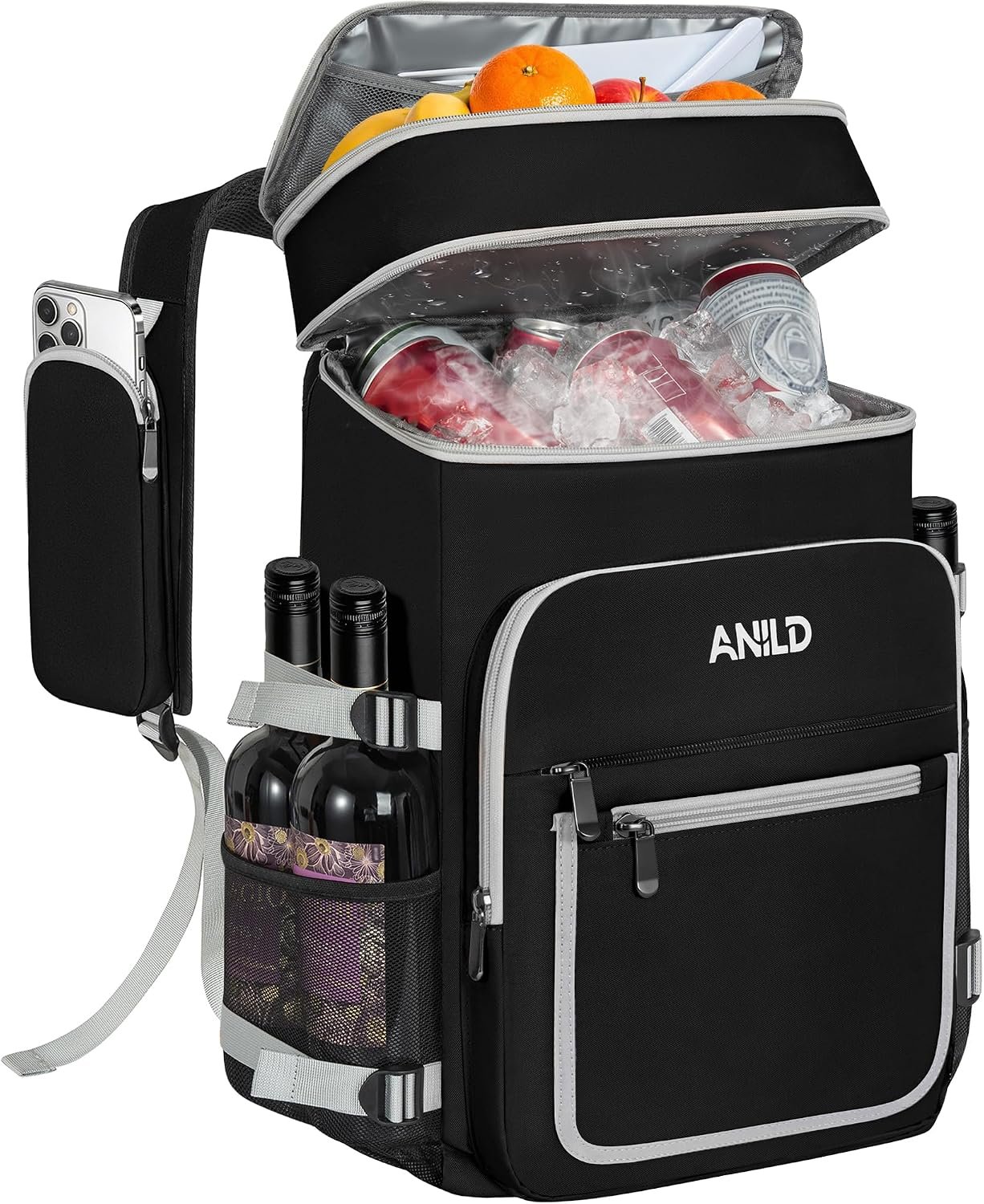 ANILD Cooler Backpack Insulated Leak Proof, 40 Cans Soft Backpack Cooler | 2 Insulated Compartments Thermal Bag for Men and Women, Coolers Bag for Picnic Beach Travel BBQ Camping Hiking