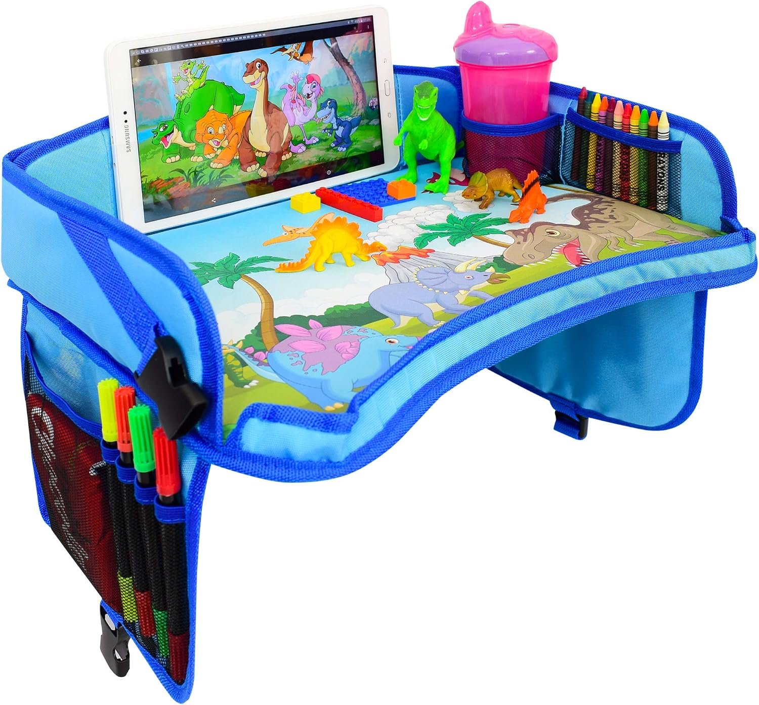 ecoZen Lifestyle Kids Travel Tray & Toddler Lap Desk Organizer – Airplane and Car Seat Table for Road Trip Essentials – Airplane Must Haves for Toddlers – Carseat Tray Kid Travel – Lap Table