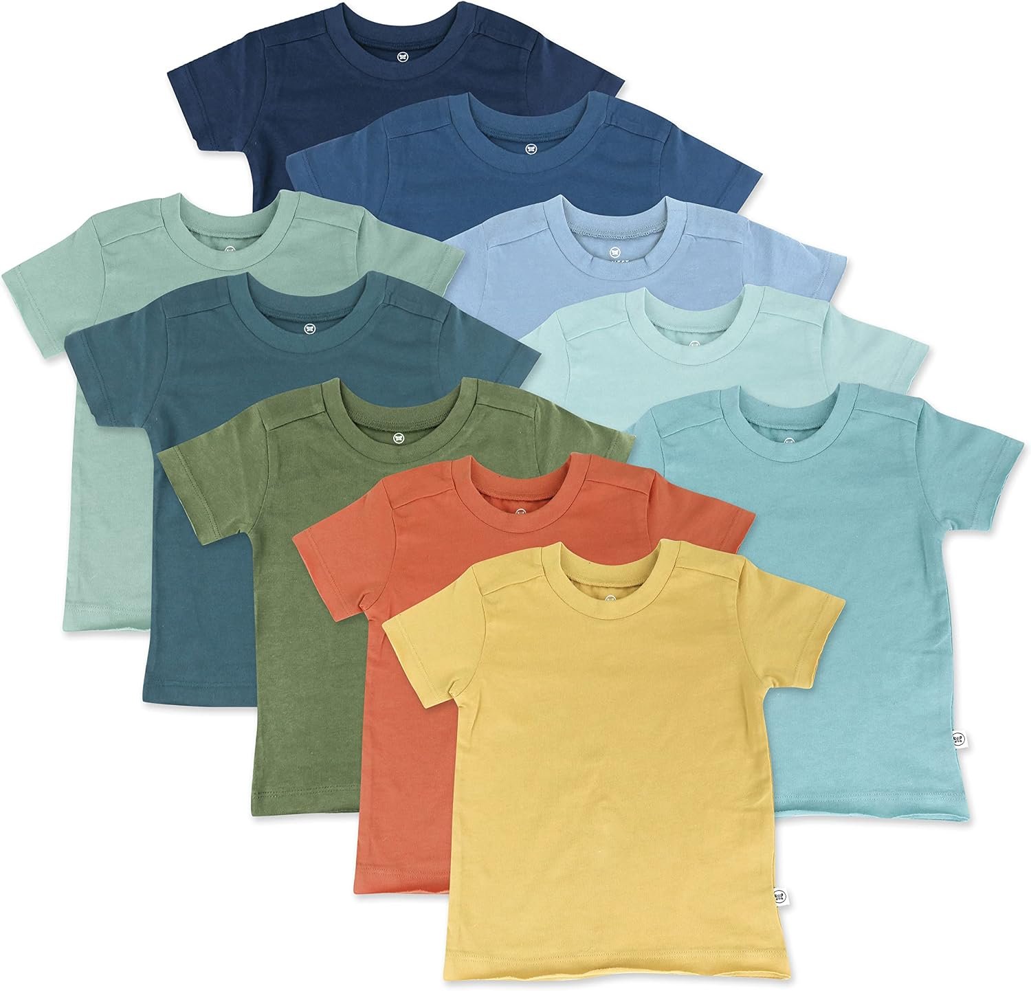 HonestBaby Baby Toddler & Kids’ 100% Organic Cotton Short Sleeve T-Shirts (10-Pack)