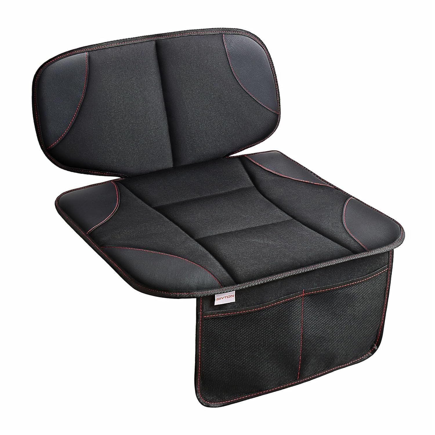 Siivton Car Seat Protector for Kids, Anti-Slip Design, Thick Padding, Prevents Seat Marks, 2 Storage Pockets for Toys & Snacks, Fits Most Cars, Black – 1 Pack