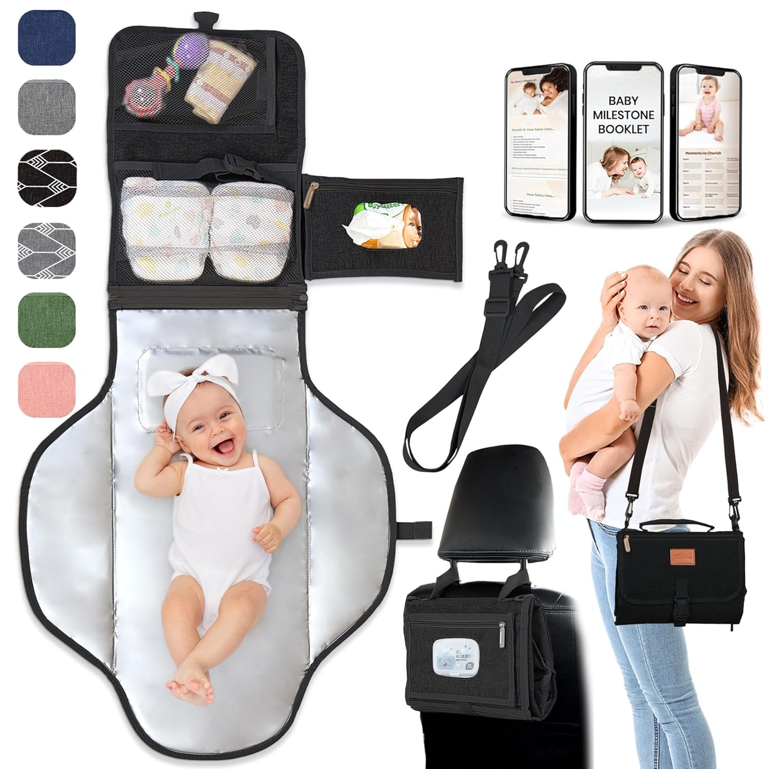 Portable Changing Pad for Newborns, Travel Diaper Changing Pad – Waterproof, Foldable & Detachable Diaper Changing Station for Baby Registry Search