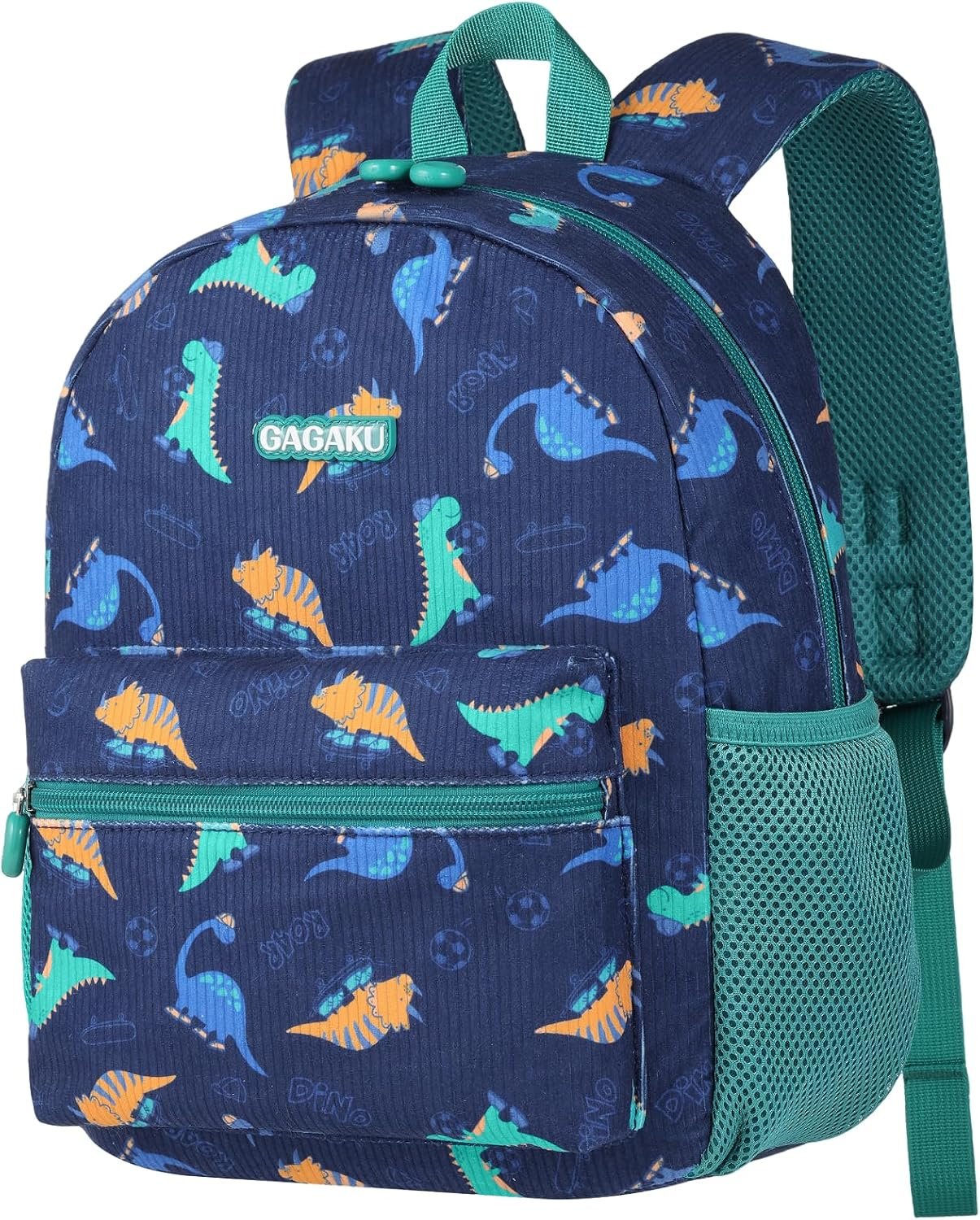 GAGAKU Corduroy Toddler Backpack Dinosaur for Boys 2-4, 12 Inch Fits A4 Folder Preschool Kindergarten Daypack with Adjustable Chest Strap & Name Label, Smooth Zipper Travel Bag – Dinosaur