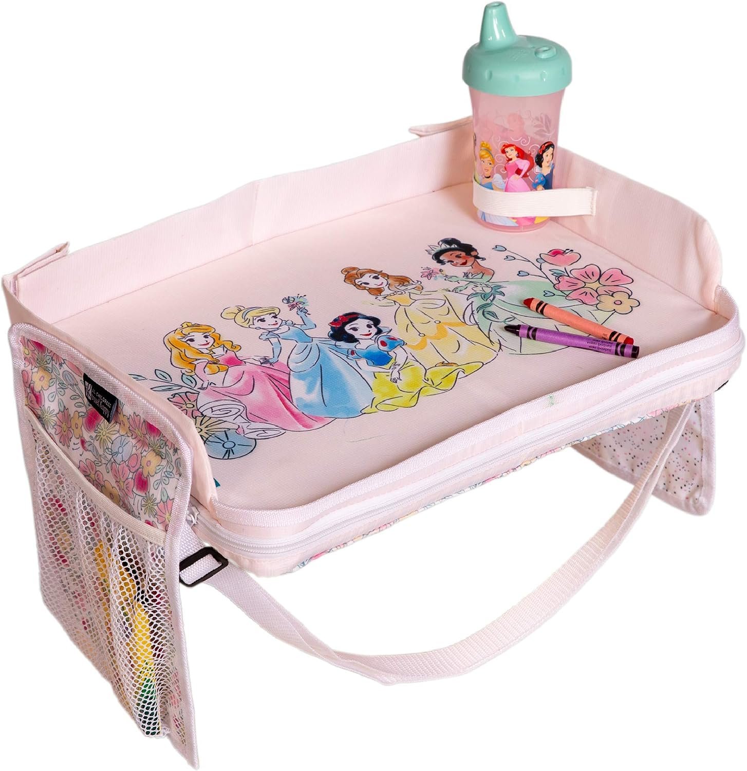 J.L. Childress Disney Baby 3-IN-1 Kids Travel Tray & Tablet Holder – Car Seat Lap Tray Desk for Toddlers, Road Trip Essentials, Car Seat Activity Table, Travel Accessories – Disney Princess