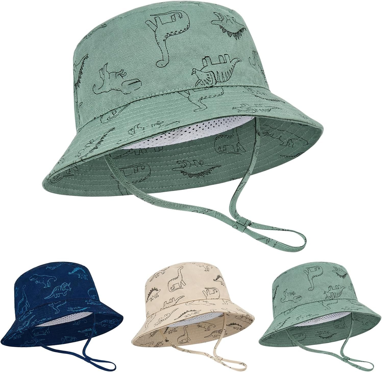 Durio Baby Sun Hat UPF50+ Wide Brim Bucket Hats for Boys 0-4T | Summer Sun Protection for Outdoor Activities, Breathable Cotton, Adjustable Chip Strap, Newborn to Toddler 18.1″-20.5″ in Fit