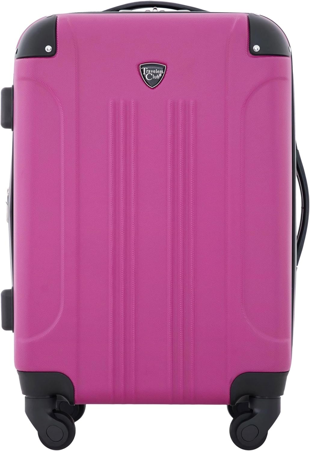 Travelers Club Chicago Hardside Expandable Spinner Luggage, Fuchsia, 22″ Carry-On