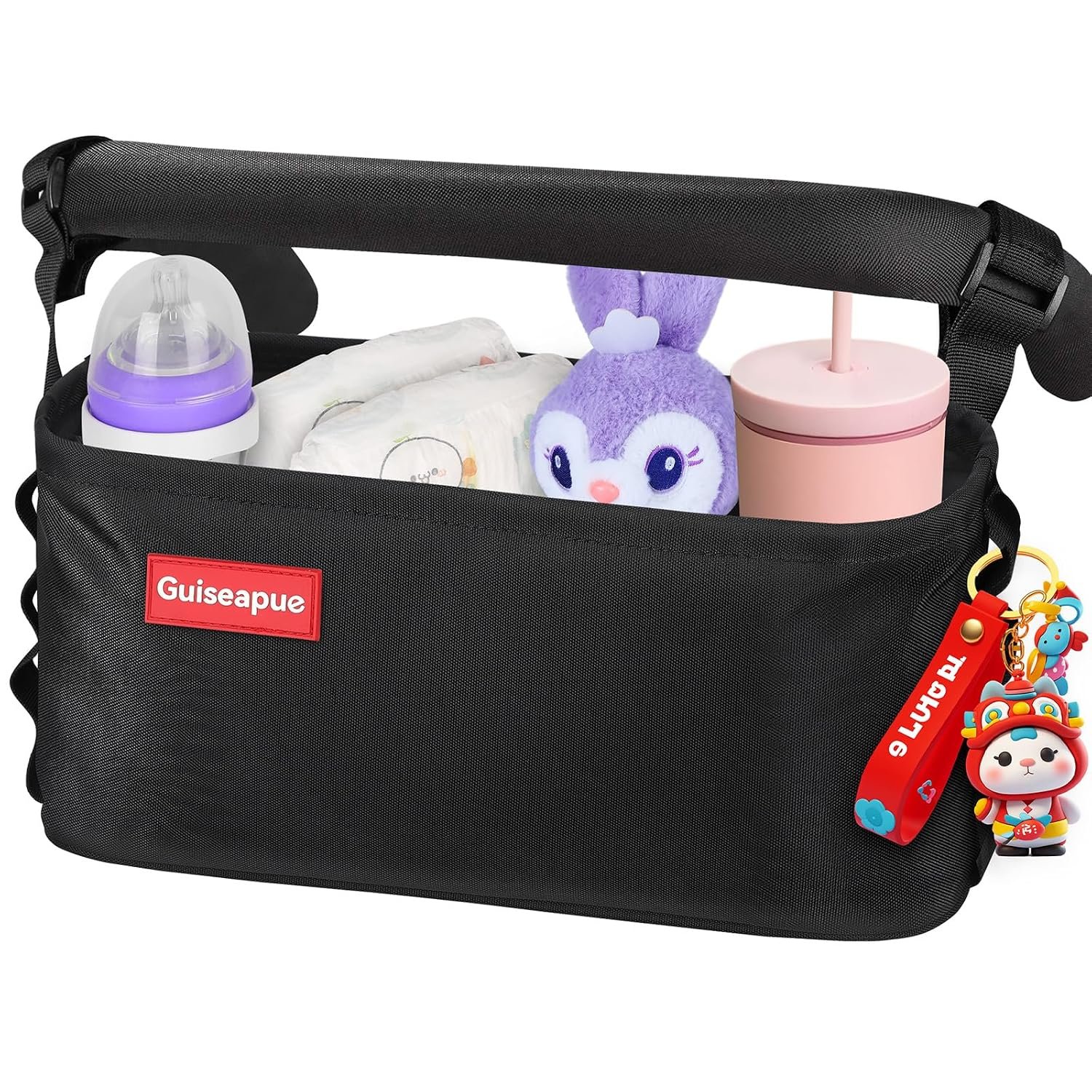 Stroller Caddy with Cup Holder: Non-Slip Stroller Organizer Baby Essentials | Universal Stroller Bag Accessories for Uppababy, Baby Jogger, Nuna, Doona, Britax Strollers, Christmas New Moms Baby Gifts
