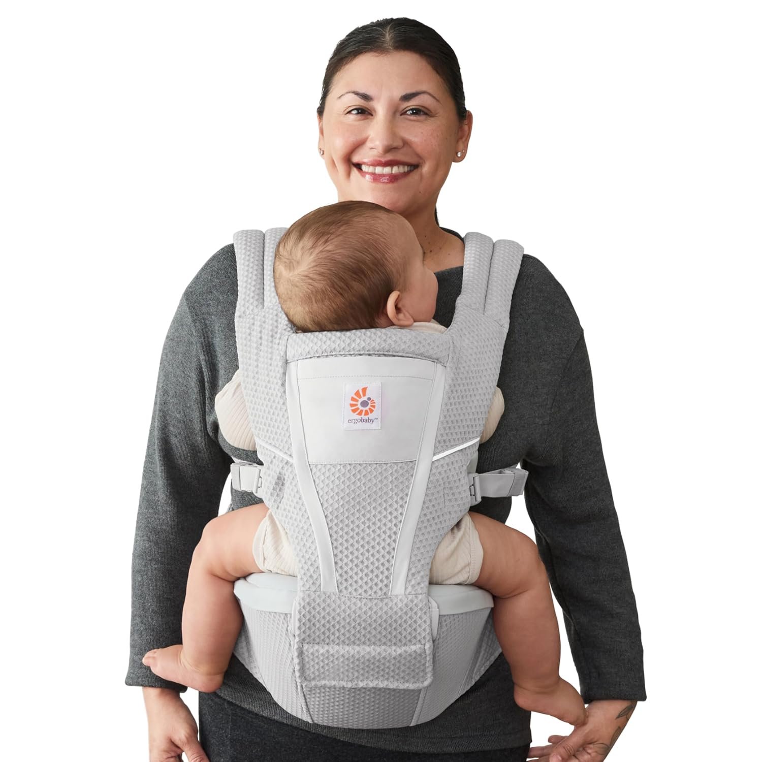Ergobaby Alta Hip Seat Baby Carrier for Babies and Toddlers 4-48 Months | 3-Position Convertible Ergonomic Baby Carrier, Storage Pocket, Sun Hood, Hip-Healthy Positioning, Fits 12-45 lbs, Pearl Grey