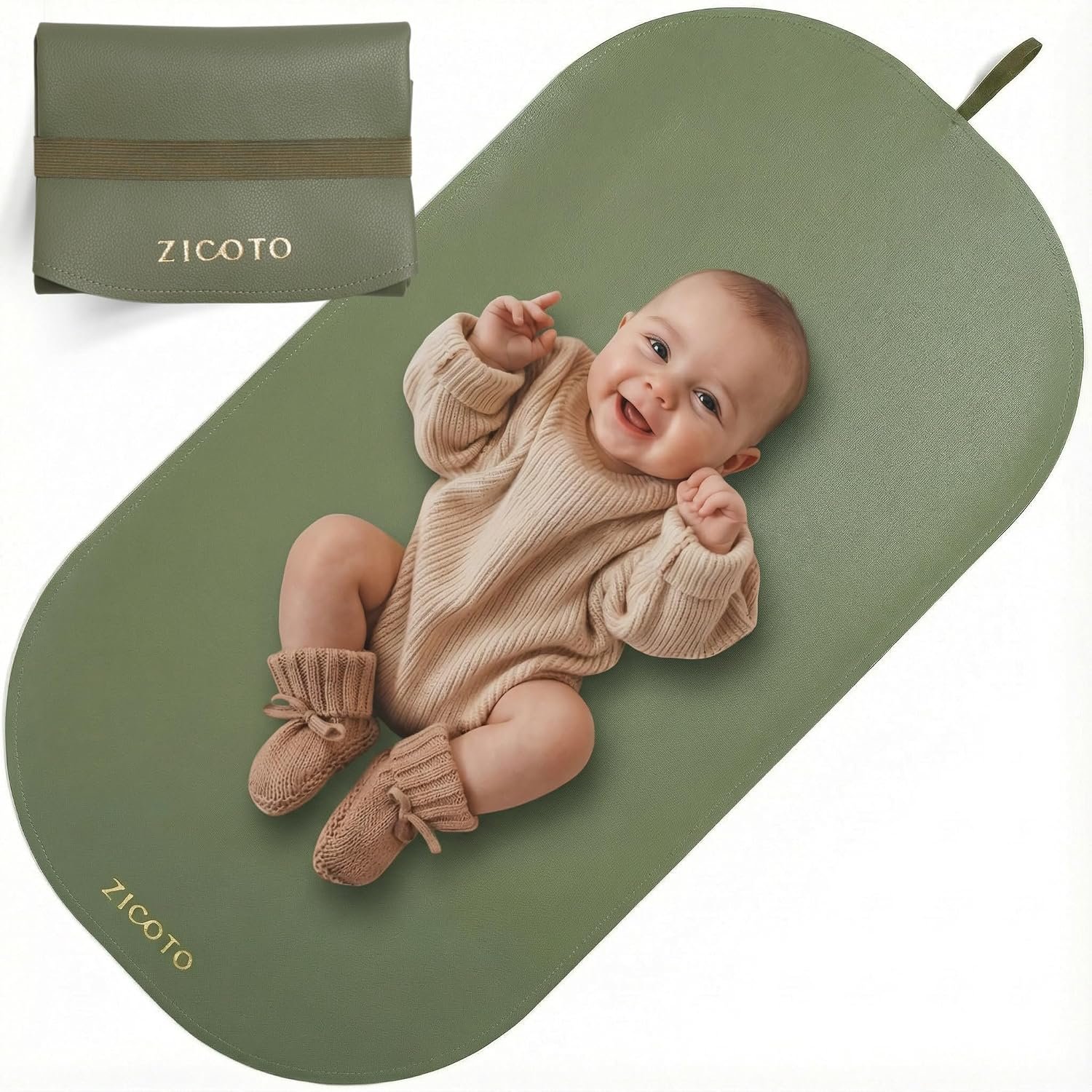 Beautiful Baby Diaper Changing Mat Made of Vegan Leather – Soft and Easy to Wipe Changing Pad for Travel or at Home Use – Lightweight and Foldable Mat that Perfectly Fits Into Any Diaper Bag