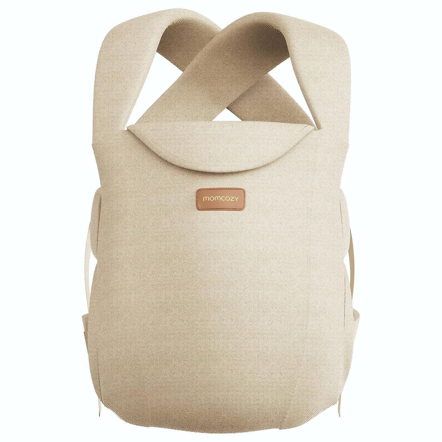 Momcozy Newborn Carrier WeeSnug – Lightweight and Cozy Comfort for 7-25 lbs | Ergonomic Cross-Back Support and Lumbar Pad, Effortless to Put On, 100% Soft Cotton, OEKO-TEX, Visual Size Scale, Khaki