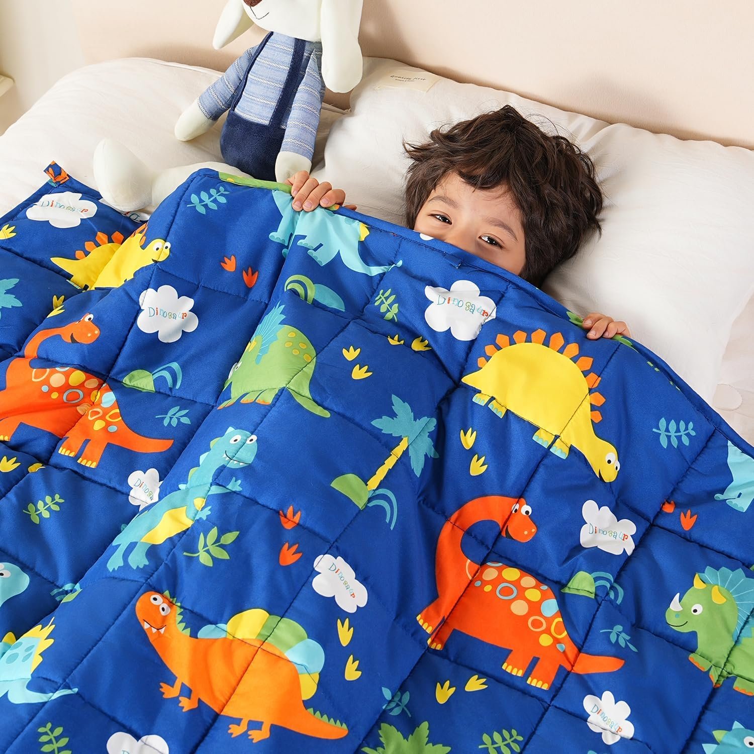 Sivio Weighted Blanket for Sleep, 5lbs, 36 x 48 inches, Blue Dinosaur | Cooling, Soft and Breathable; Machine Washable; Small Heavy Throw Lap Blankest for Calm Sleeping for Home and School