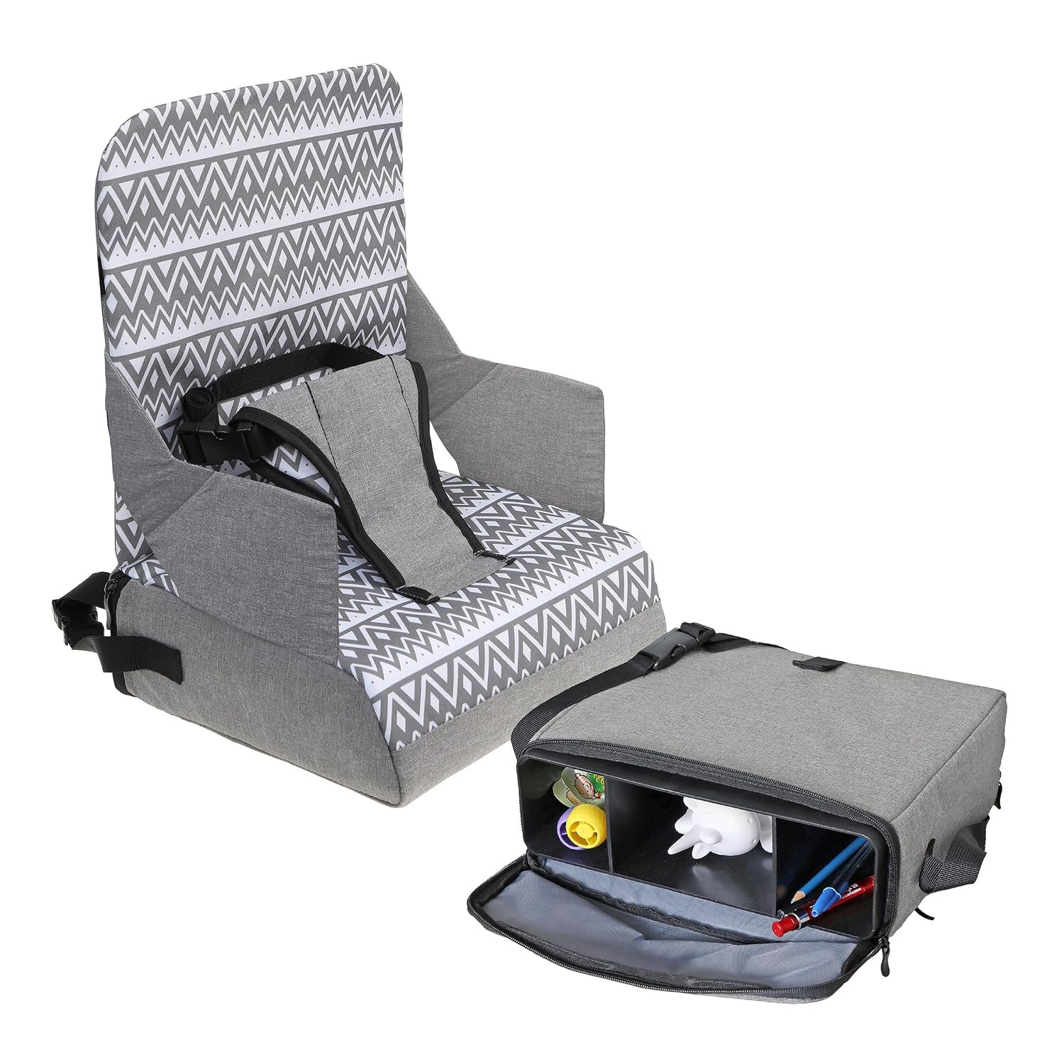 Dreambaby Dining Booster Seat – Portable High Chair for Dining Table | Travel High Chair – Built-in Storage & Shoulder Strap – Three Point Harness – Easy Dining On The Go